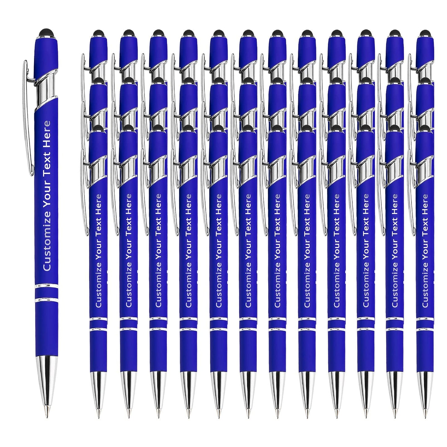Aolun 36 Personalized Pens in Bulk with Stylus Engraved Custom Pens,Soft Touch Metal,Engraving