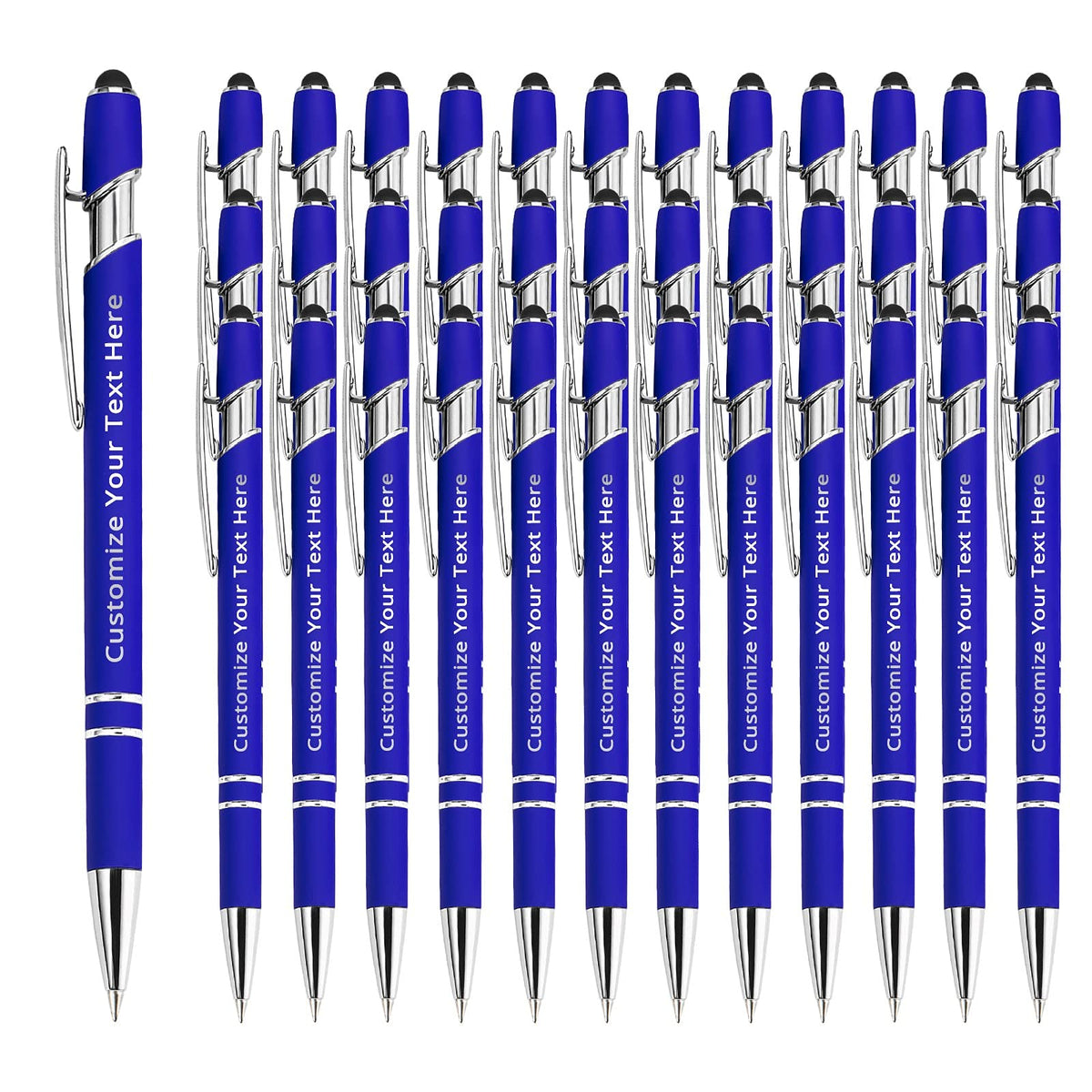 Aolun 36 Personalized Pens in Bulk with Stylus Engraved Custom Pens,Soft Touch Metal,Engraving