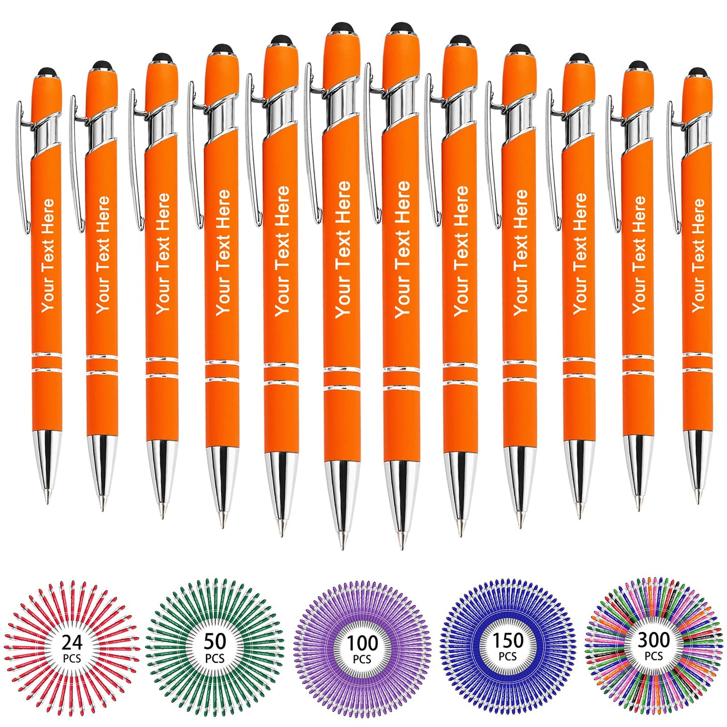Hapelf Up to 500 Bulk Personalized Pens Custom Engraved Ballpoint Pen with Stylus Tip Retractable