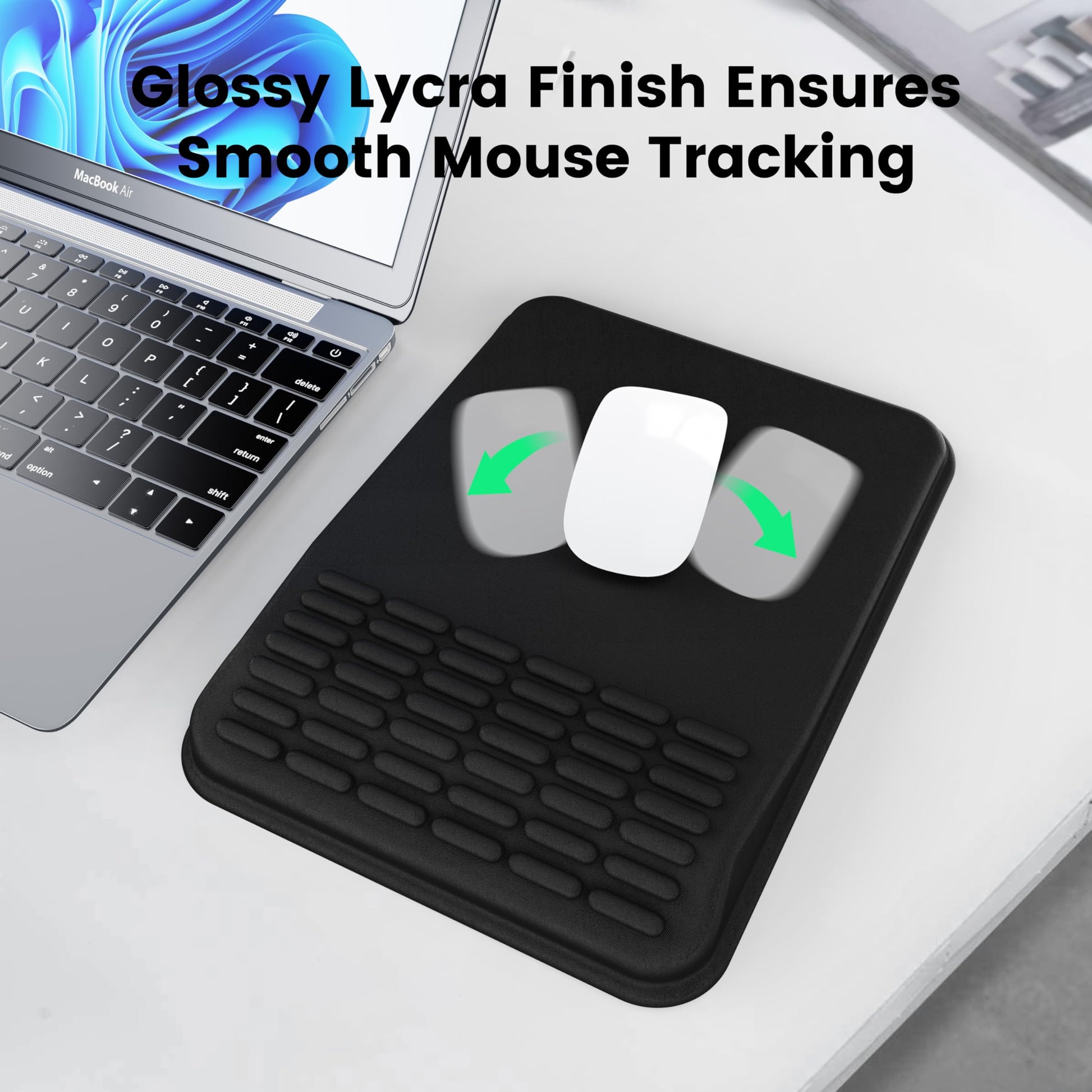 MEKASS Mouse Pad with Wrist Rest, Ergonomic Slope Mousepad for Carpal Tunnel Pain Relief, Memory