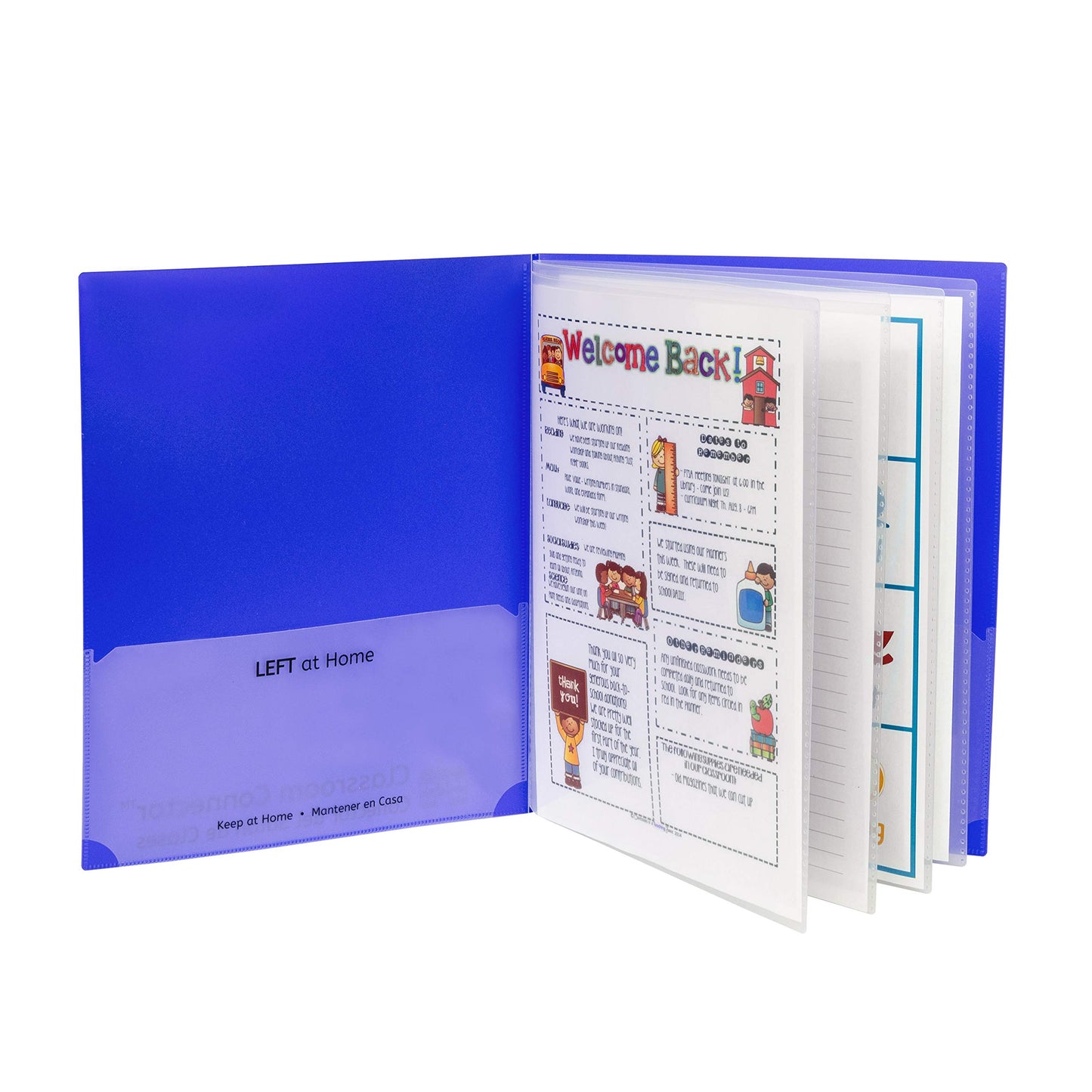 C-Line Classroom Connector™ Multi-Pocket School-to-Home Portfolio, Blue, 15/BX (32305), 9.5 x 11.75
