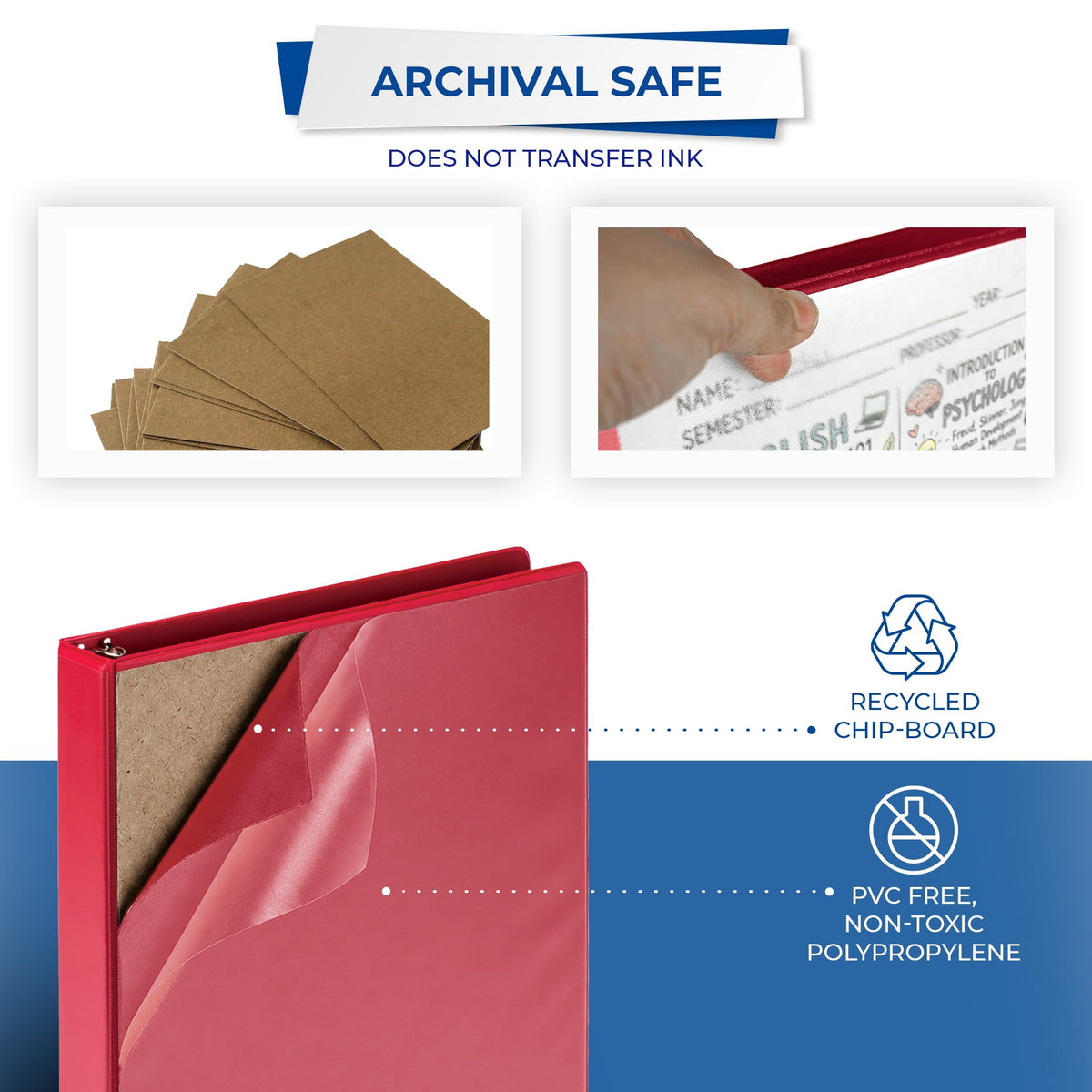Samsill 1 Inch 3 Ring Binders, Economy Round Ring, Clear View Cover, 200 Sheet Capacity - for