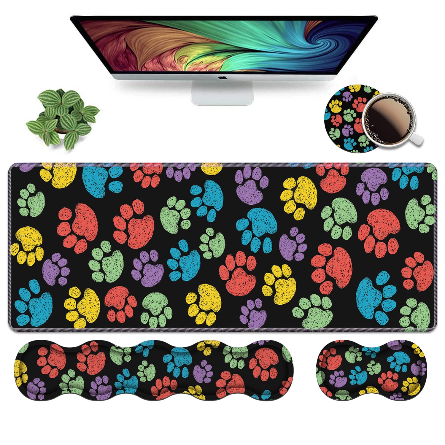 Ergonomic Keyboard Wrist Rest & Mouse Pad Wrist Rest Set,Large XXL Gaming Mousepad 31.5"x