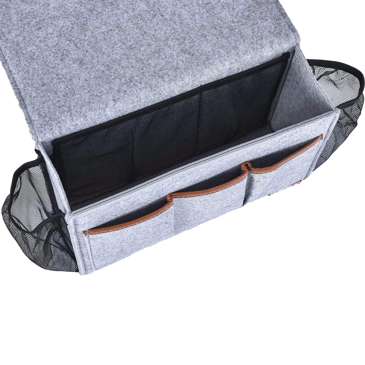 Zafit Bedside Caddy, Large Size Storage Organizer with 8 Pockets - Perfect for Magazine, Remotes