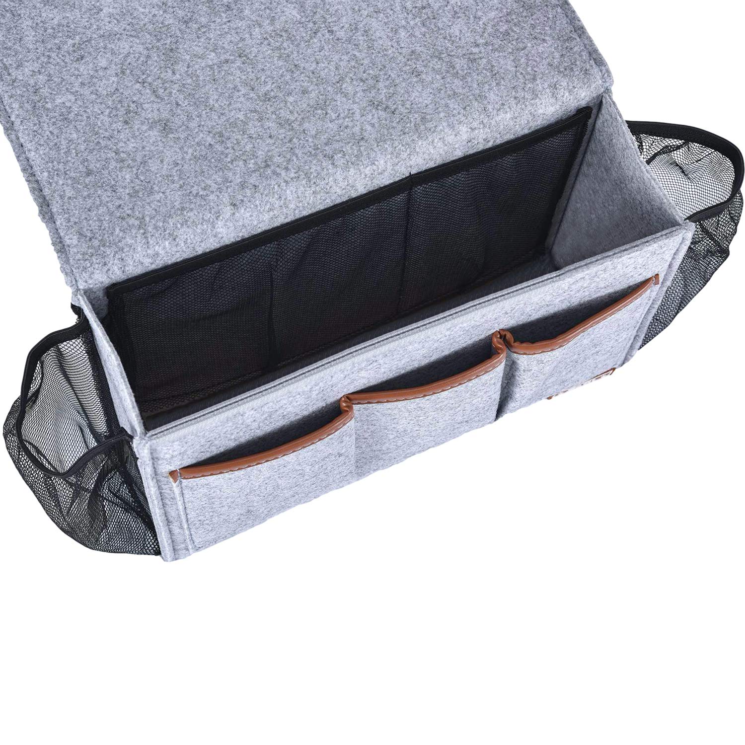Zafit Bedside Caddy, Large Size Storage Organizer with 8 Pockets - Perfect for Magazine, Remotes