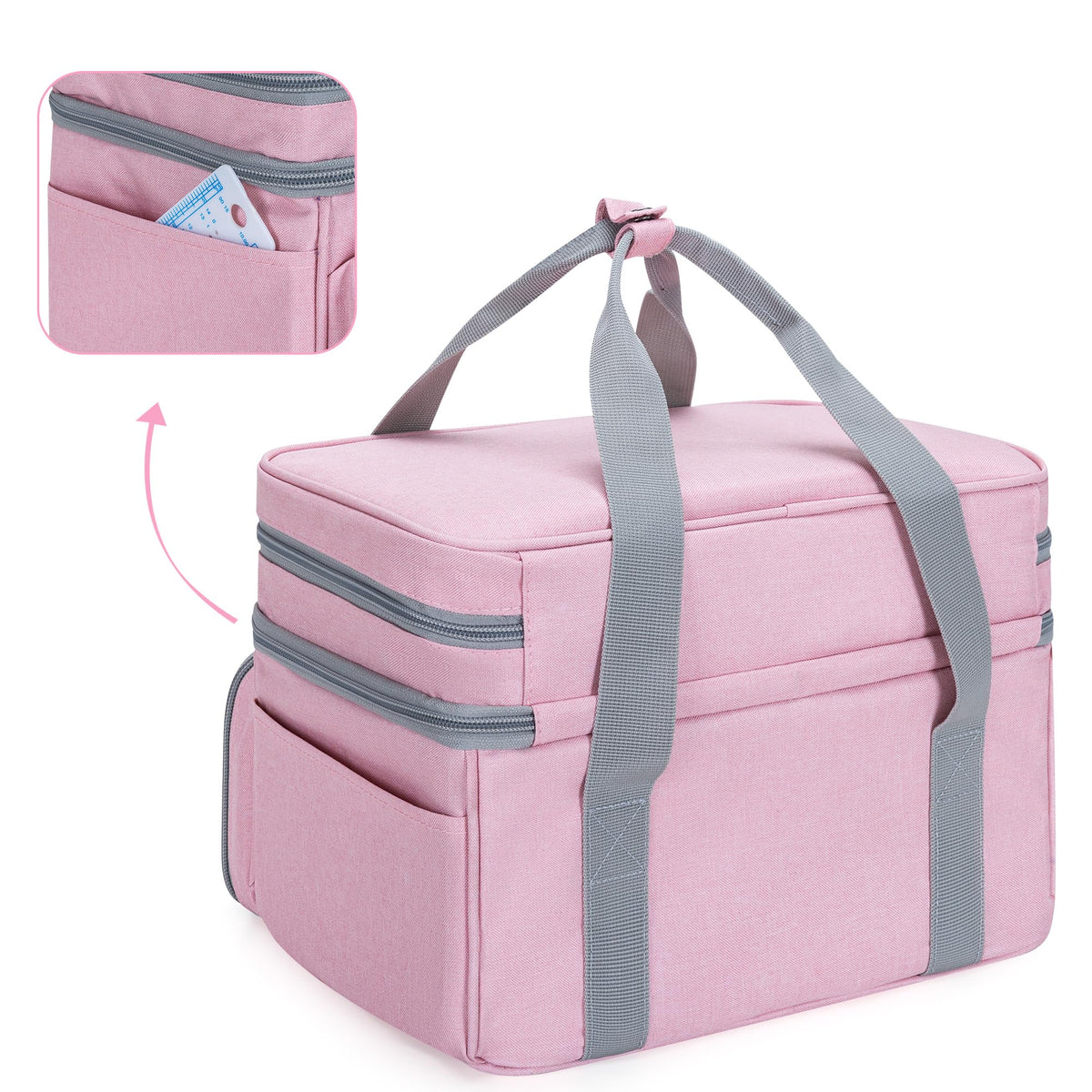 BAFASO Double Layer Sewing Accessories Organizer, Pink