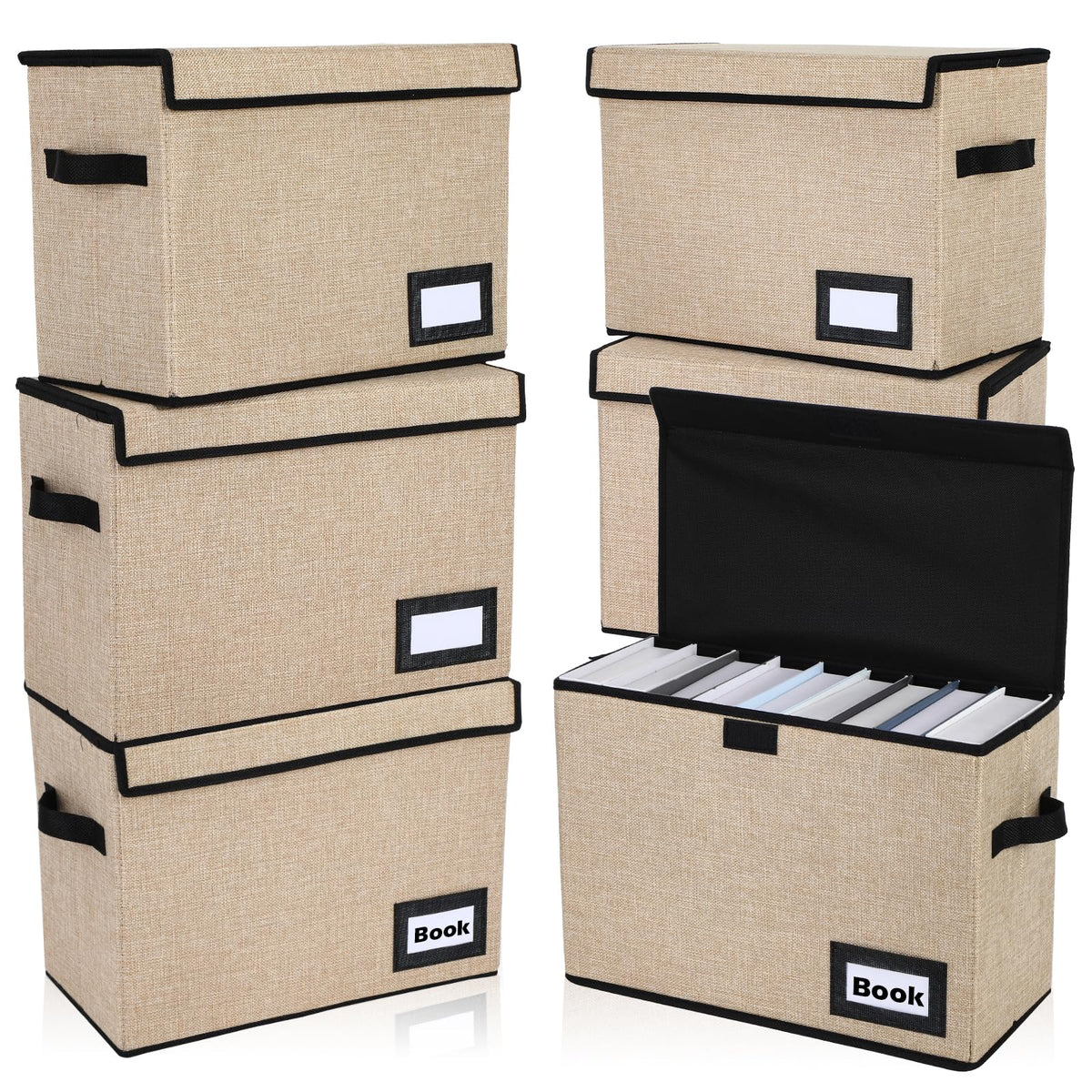 Chuangdi 6 Pcs Comic Book Storage Boxes,Beige