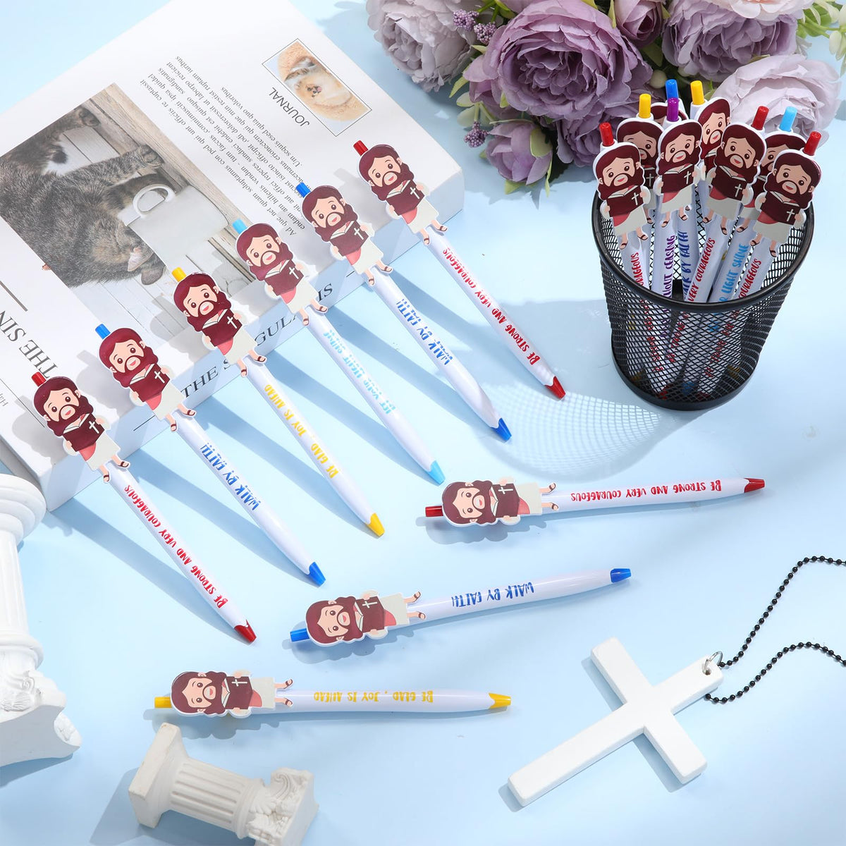 CroBlissful 100 Pcs Christian Jesus Pens for Kids, Back to School Supplies