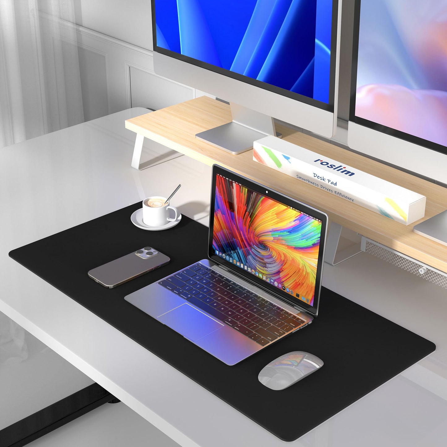 Mouse Pad Desk Protector Mat, Large PU Leather Office Desk Mat, Non-Slip Desk Pad for Keyboard and
