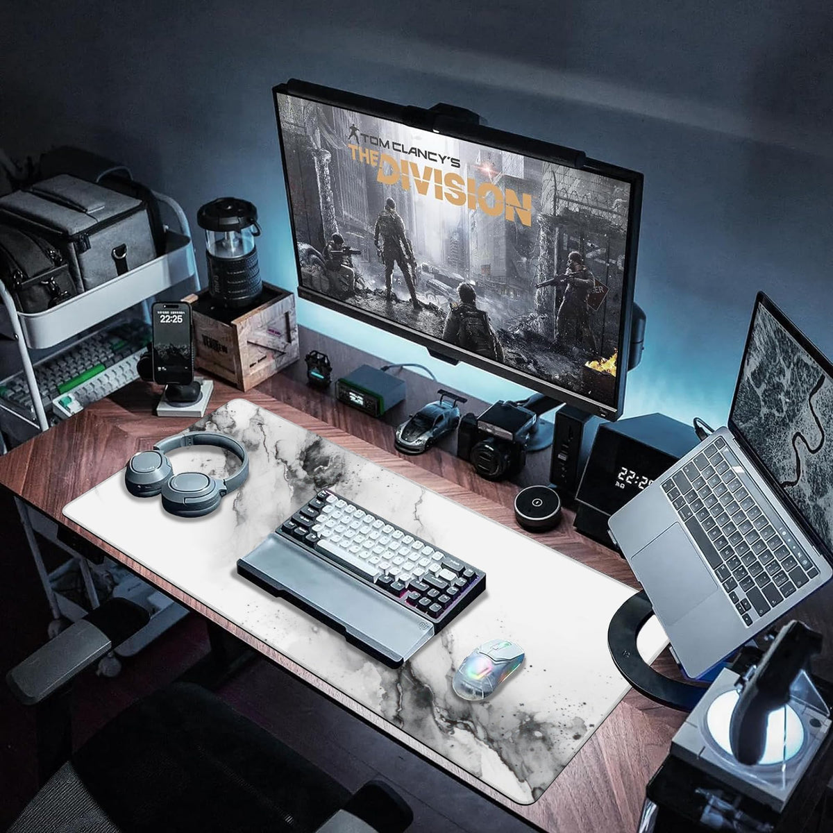 XXL Mouse Pad, White Black Marble Texture Large Desk Mat for Desktop, Extended Large Gaming Mouse