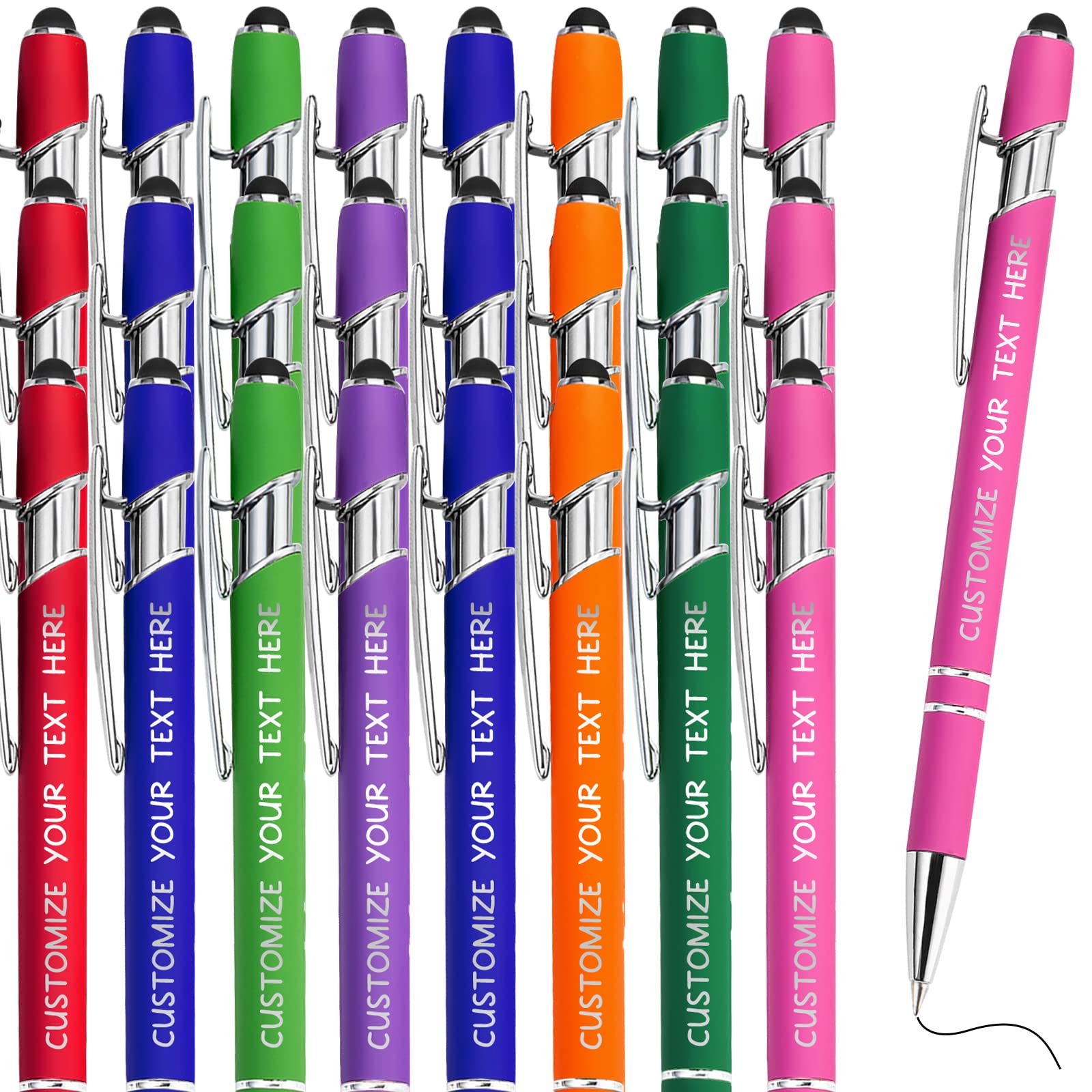 Fadace Up to 500 Pcs Personalized Pens Bulk Custom Customized Pen with Stylus Free Engraving