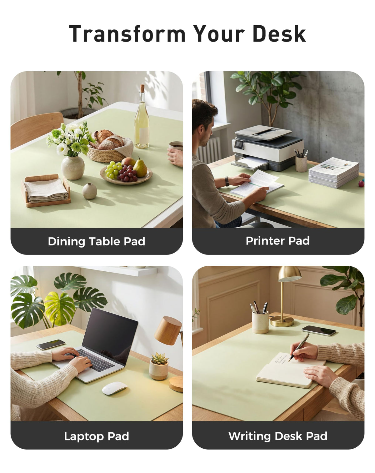 Aothia Faux Leather Desk Mat - Large Mouse Pad, Non-Slip PU Leather Blotter, Waterproof Writing