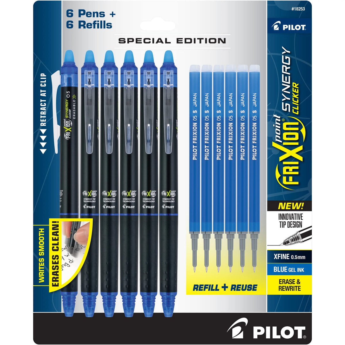 PILOT FriXion Synergy Clicker Erasable, Pack of 12, Blue