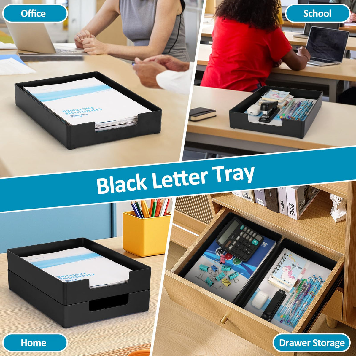 Letter Size A4 Papers Tray Desk Drawer Organizer Tray A4 Plastic Letter Paper Stationery Desk