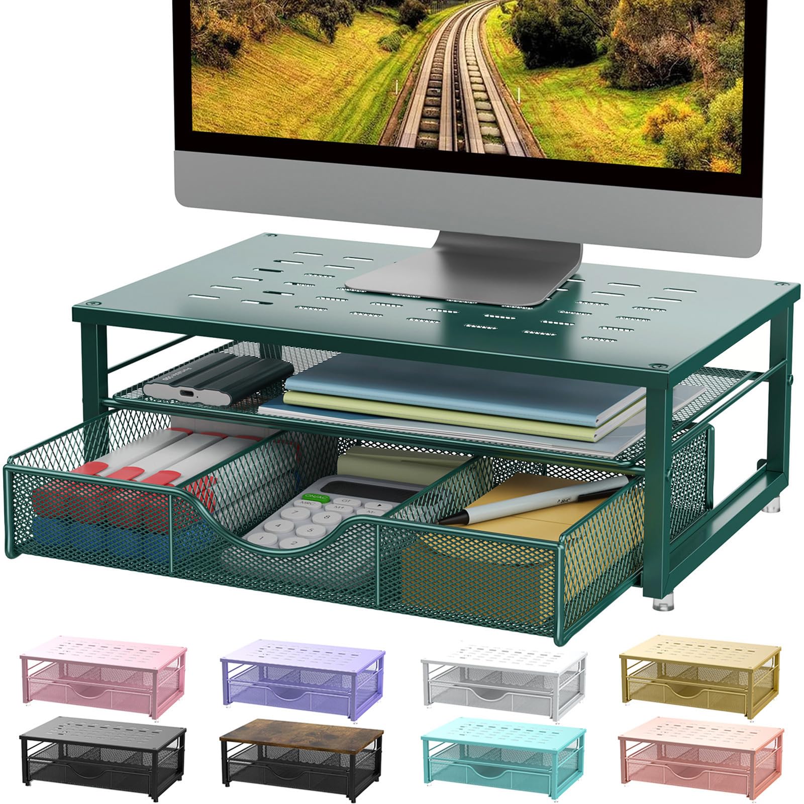gianotter Computer Monitor Stand Riser with Drawer