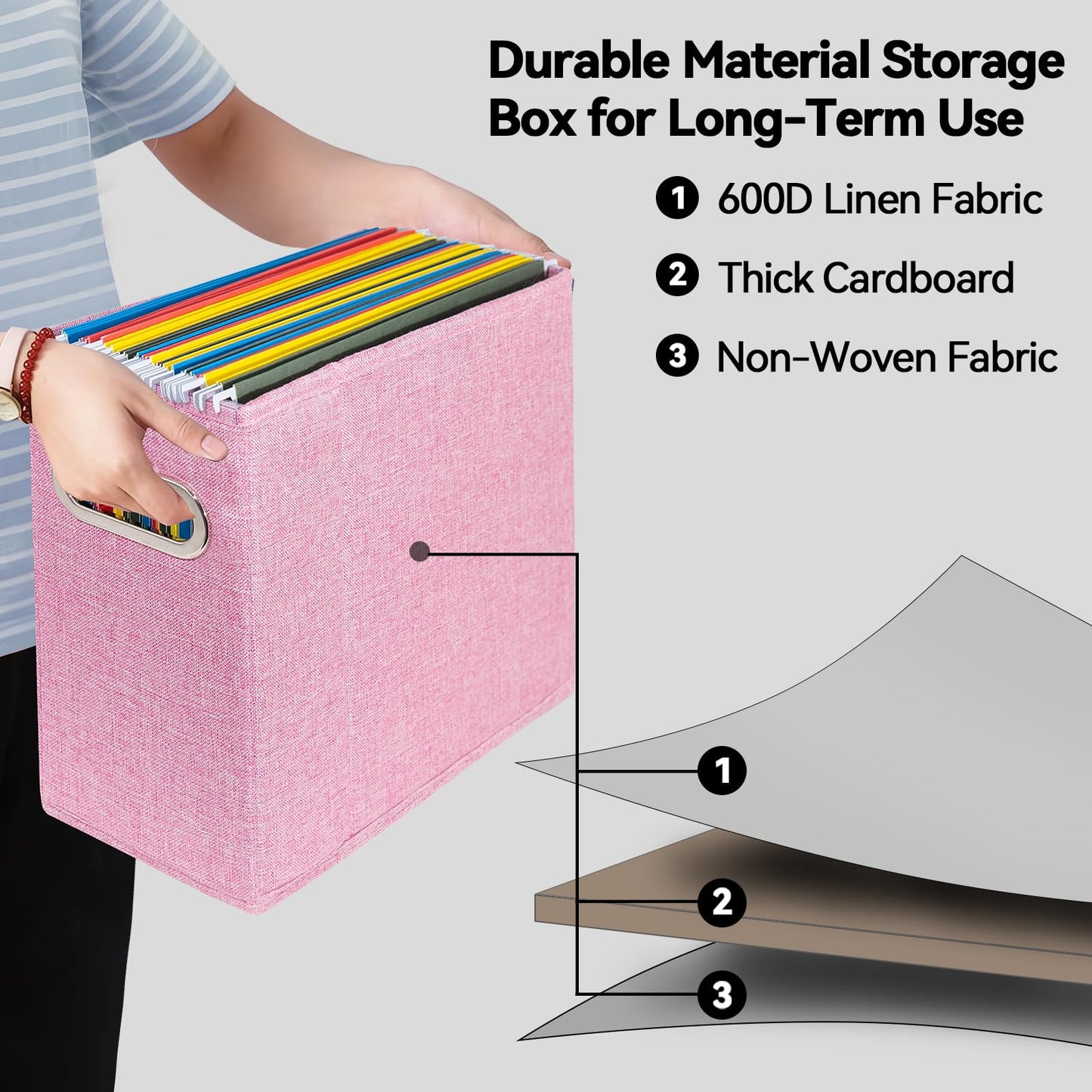 ComfortKeeper 4 Packs Letter Size File Organizer, File Folders Organizer, Fabric Storage Box