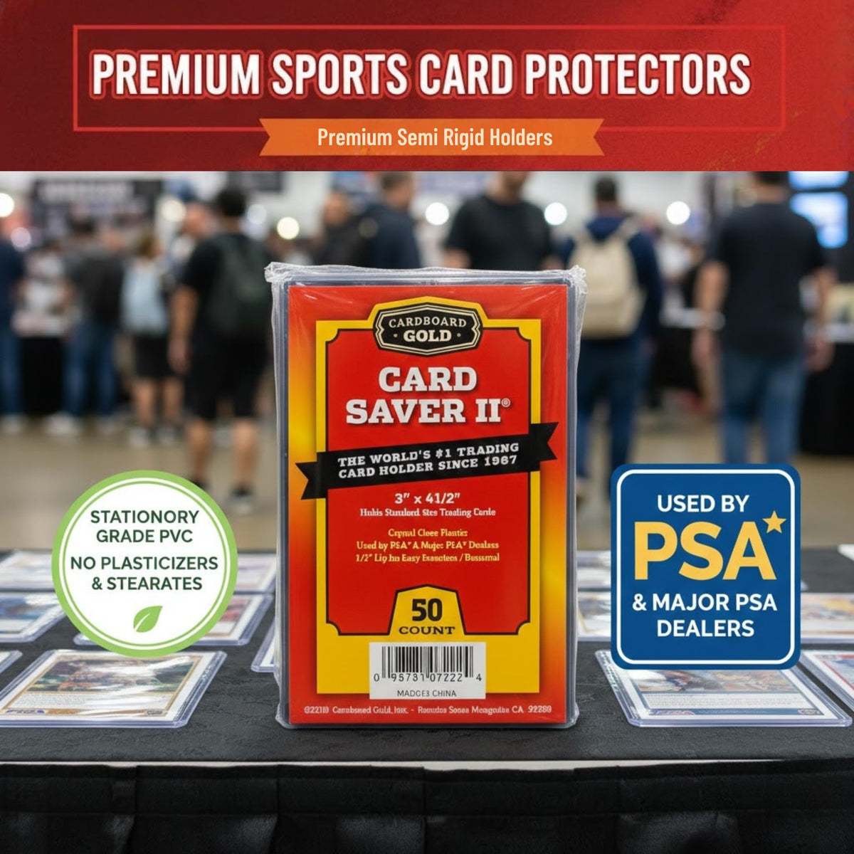 Cardboard Gold Card Saver 2 - Semi-Rigid Card Holder 3x4 for Trading Cards - PSA & Collector