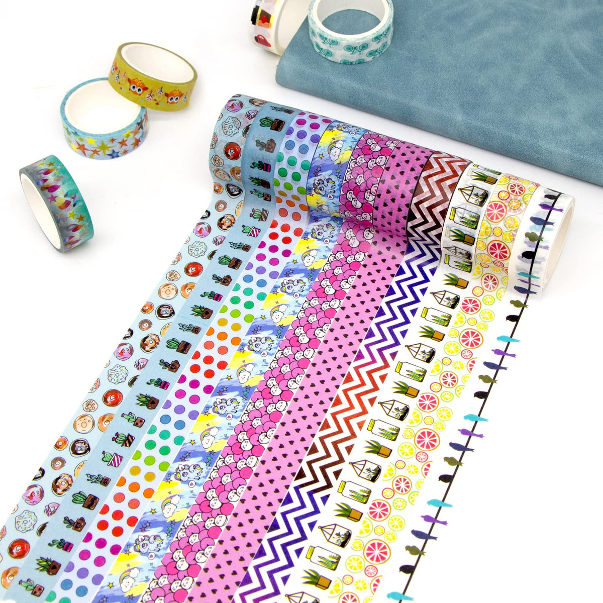 Hwook 30 Rolls Gold Foil Washi Tape - 15mm Wide Cute Masking Tape for Scrapbook, Bullet Journal