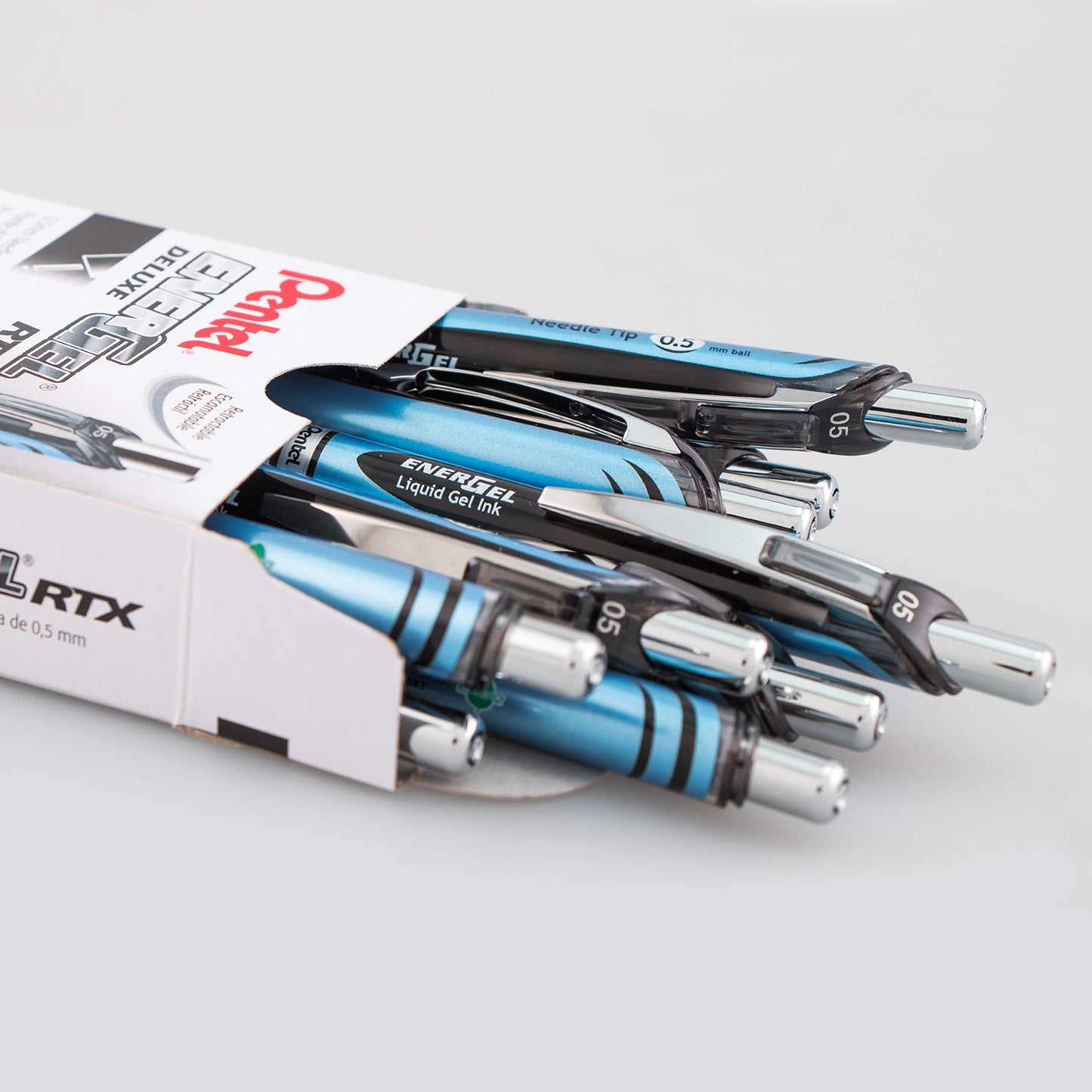 Pentel® EnerGel™ Deluxe RTX Retractable Liquid Gel Pens, Fine Point, 0.5 mm, 54% Recycled, Blue
