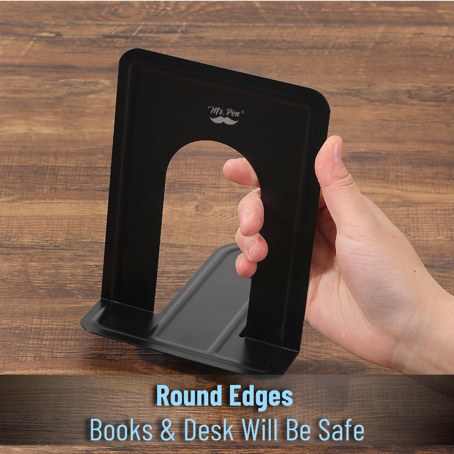 Mr. Pen- Book Ends, Black, 16 Pack, Heavy Duty Metal Bookends for Shelves