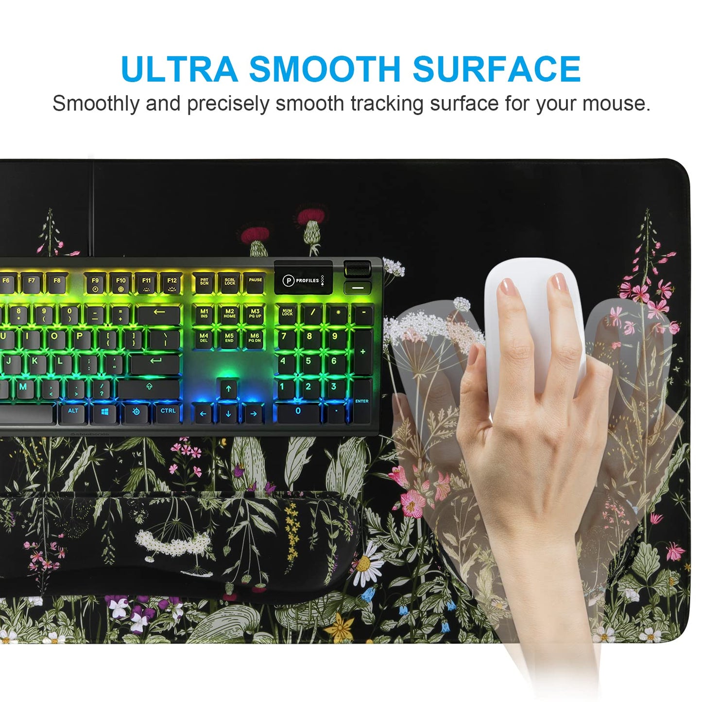 iCasso Floral Writing Pad 35.4"x15.7", Desk Protector for Workspace