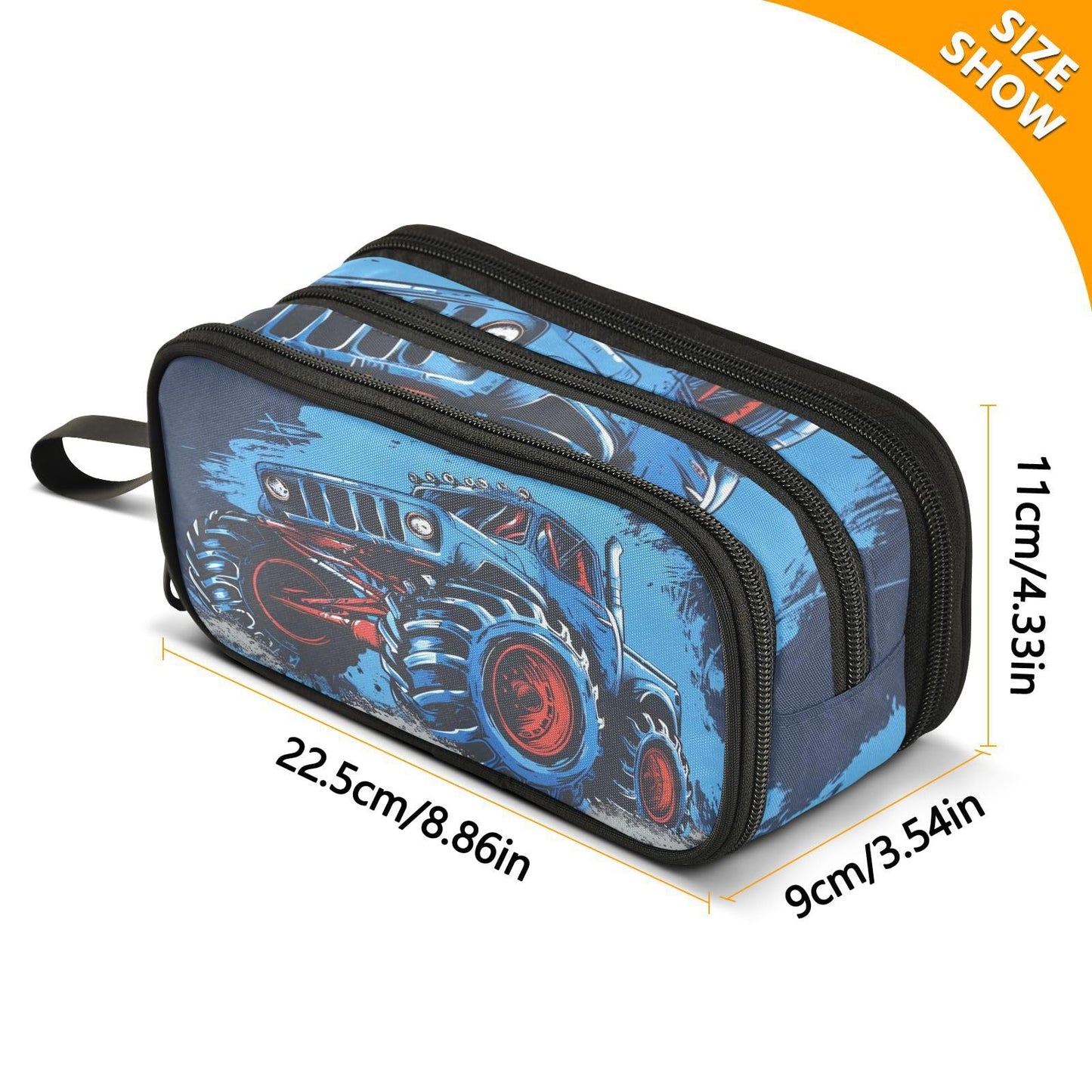 BOENLE Truck Blue Pencil Case Box Boys Girls Large Pencil Pouch with Zipper Compartments Big