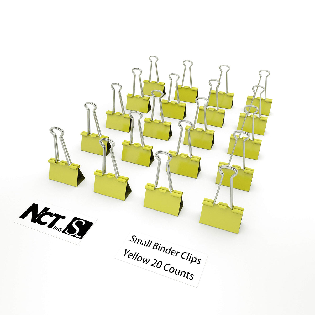 Nctinystore Binder Clips Small Metal Clamp 0.75 inch / 19 mm (Yellow, 20-PCS)