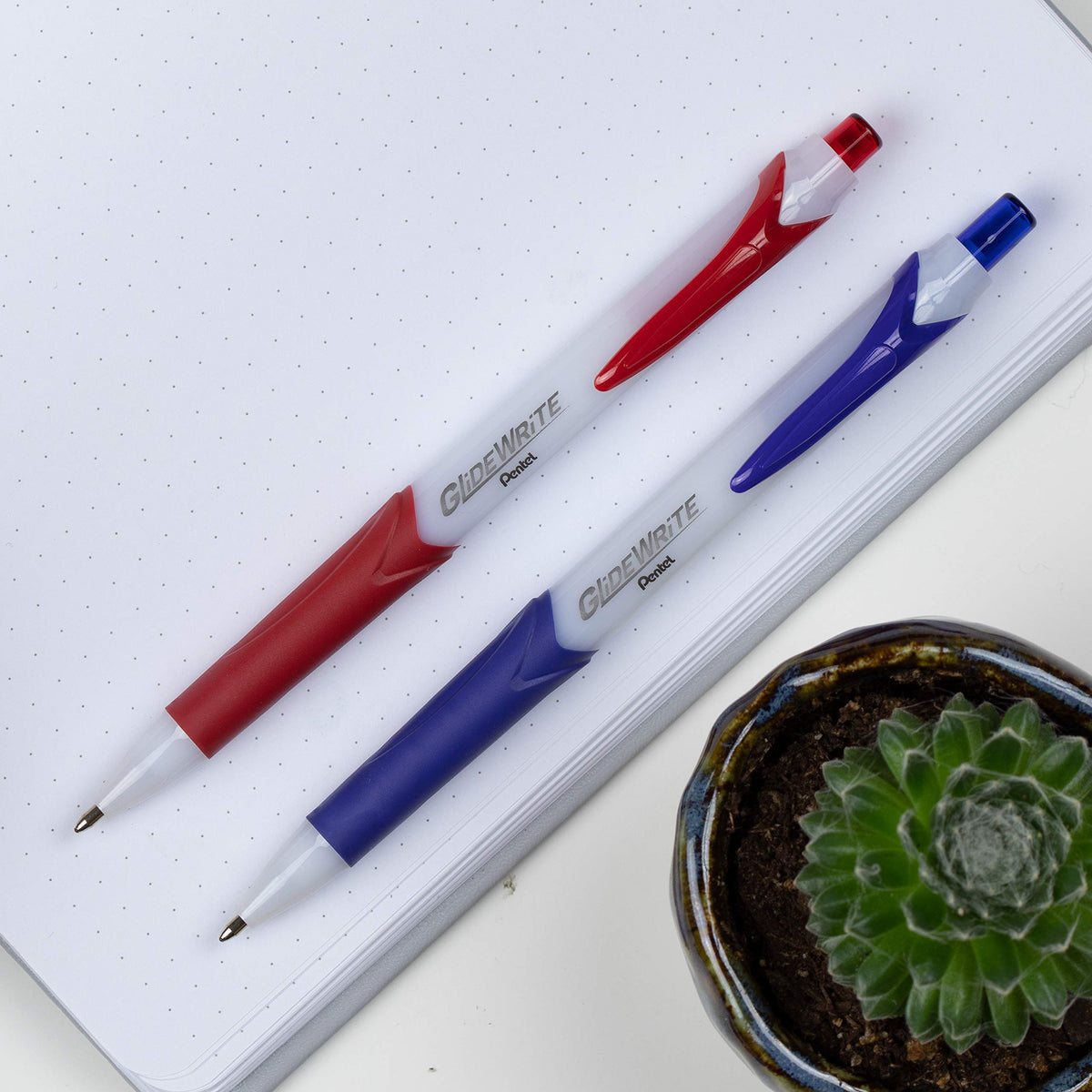 Pentel GlideWrite Ballpoint Pen with TechniFlo Ink, (1.0mm) Medium Line, Violet, Box of 12 (BX910-V)