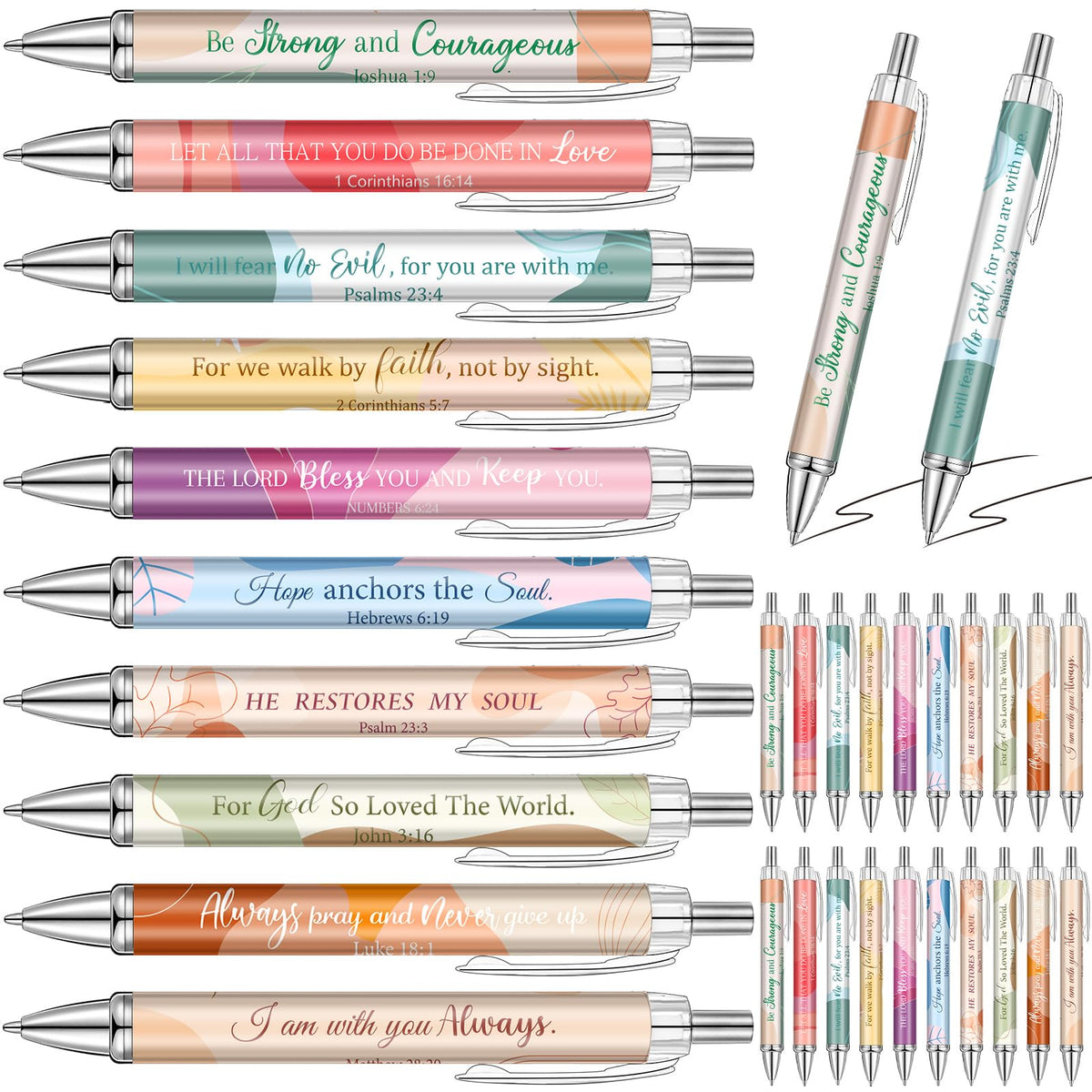 Qeeenar 50 Pcs Bible Verse Pens Christian Gift,Boho