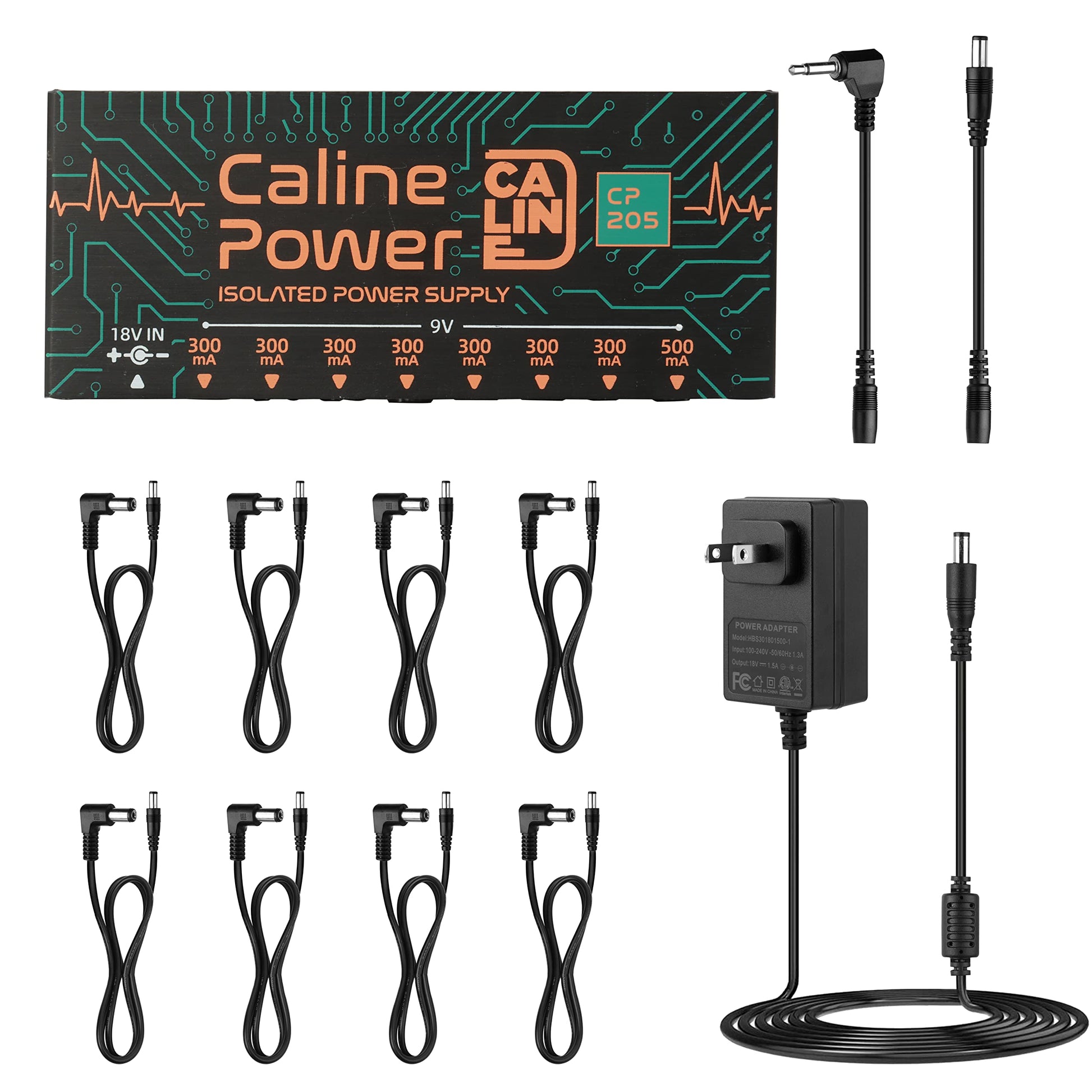 Caline CP-205 Guitar Pedal Power Supply, DC 9V True Isolated Pedalboard Power Supply with 8 Totally