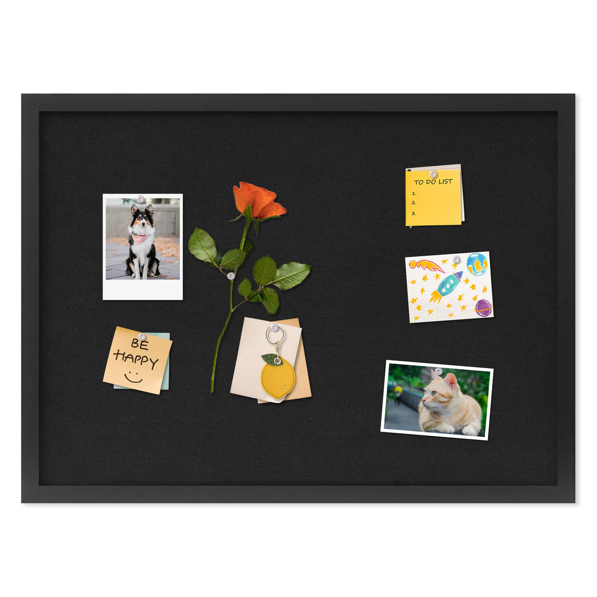 DAHAPYBOO Cork Board with Linen Black,Bulletin Board 23"x17"