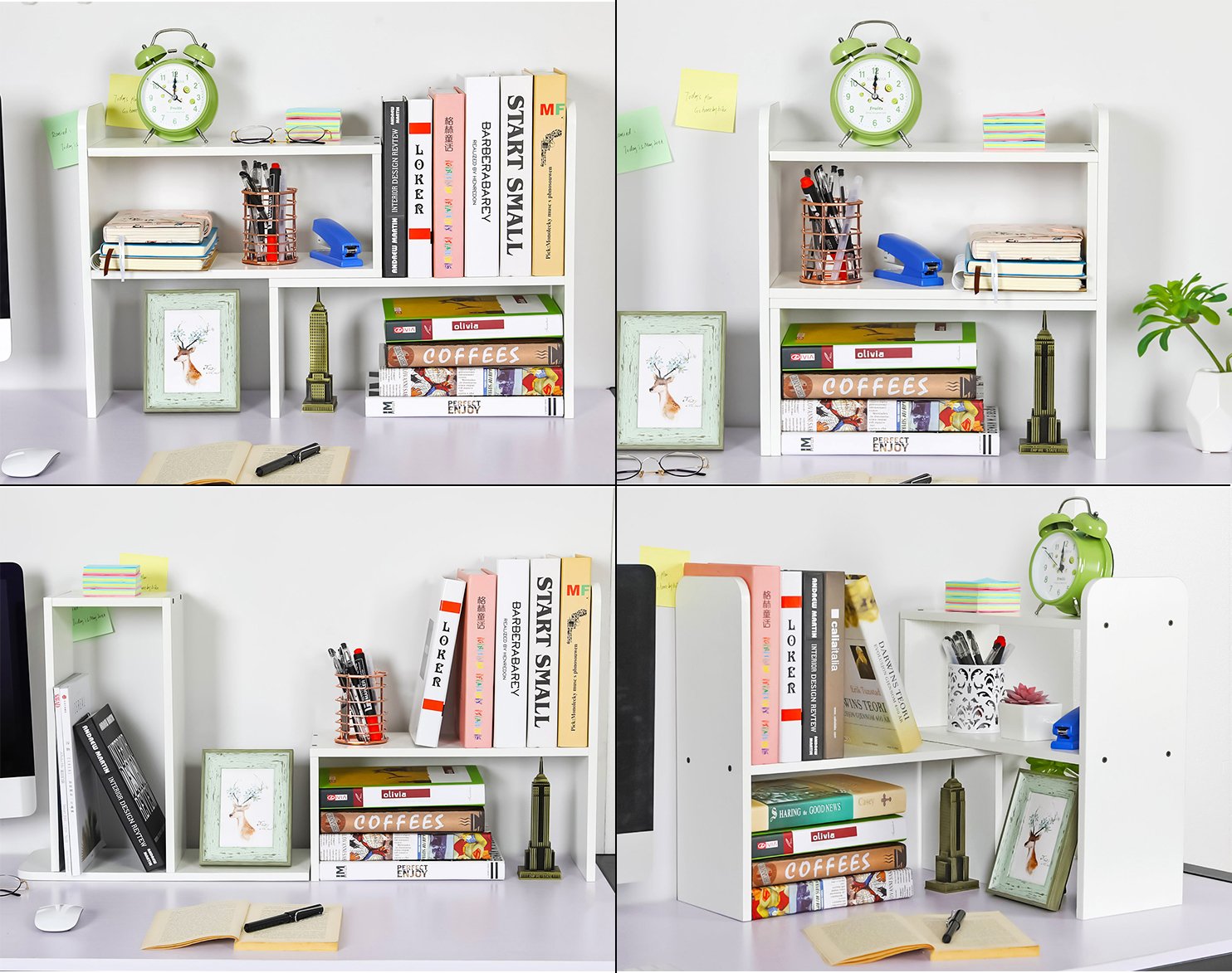 PAG-Mass Desktop Bookshelf Freestanding Wooden Countertop Bookcase Accessories Organizer Display