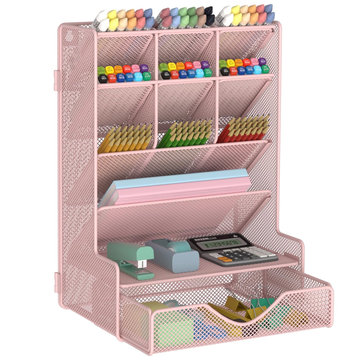 BOHDK Pen Organizer for Desk, Multi-Functional Desk Organizer, Wall Mount Pen Holder with Drawer