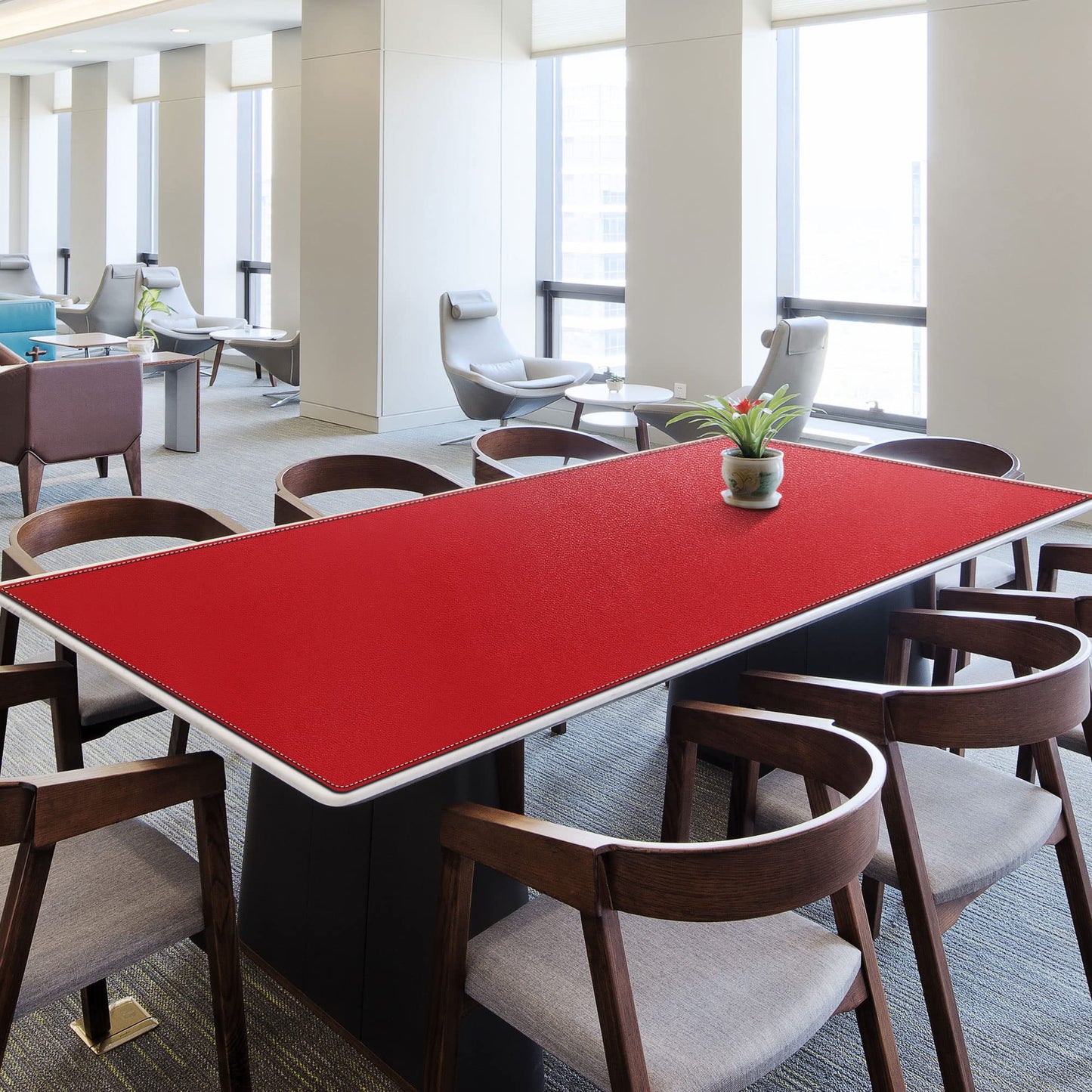 ZORESYN PU Leather Desk Mat 78.7 x 35.4 Inch Red
