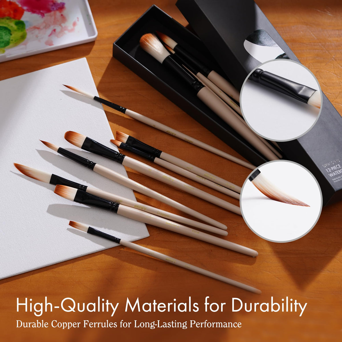ARTIFY Watercolor Brush Set, 12 Pcs Professional Paint Brushes with Case for Beginners and Artists
