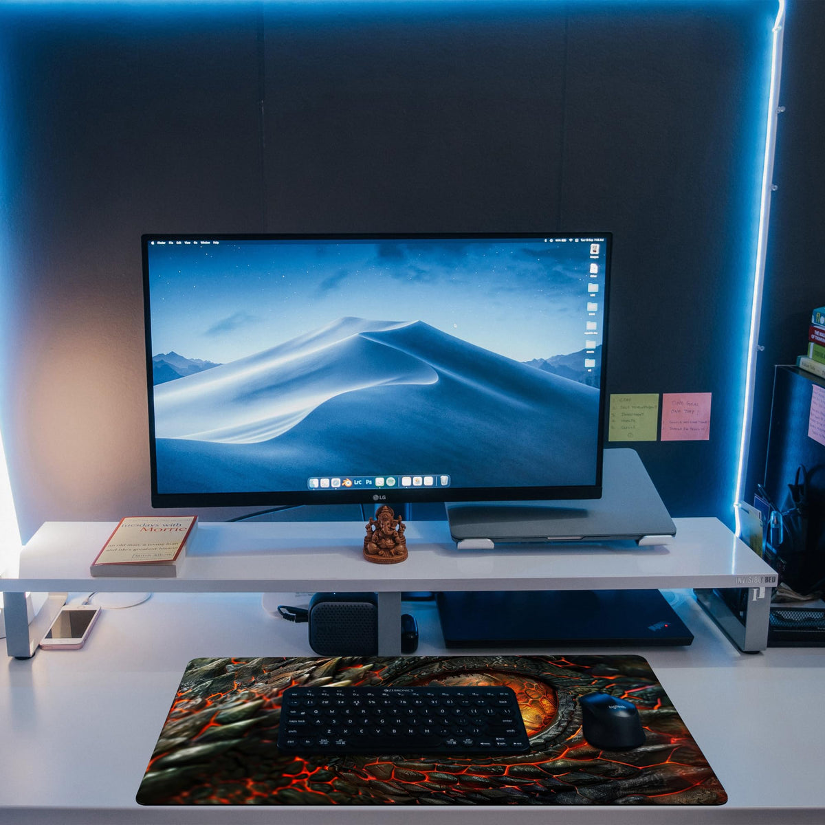 KOAIWPAE Desk Pad, Fire Dragon Eyes Gaming Mouse Pad, 31.5"x15.7" Extended Big Computer Keyboard