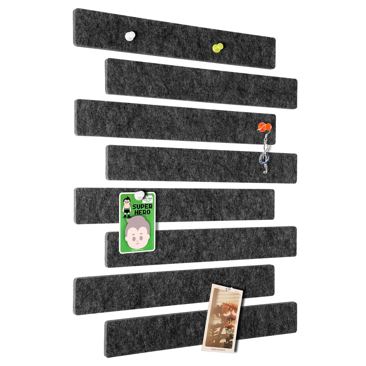 GoTiling Cork Board for Walls - 8 Pack Felt Pin Board Bar Strips - Self-Adhesive Lightweight