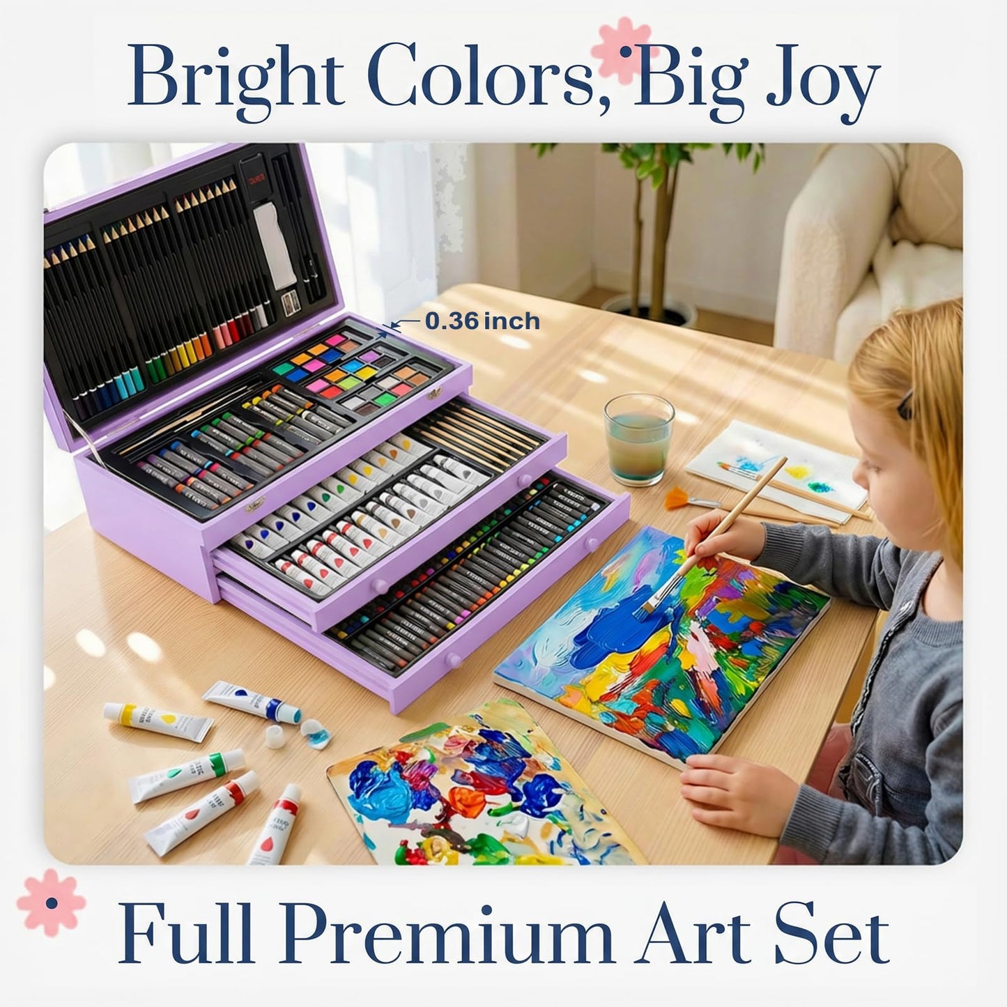 194 Piece Deluxe Art Set, Painting Drawing Art Supplies with 4 Drawing Pads, Acrylic Paints