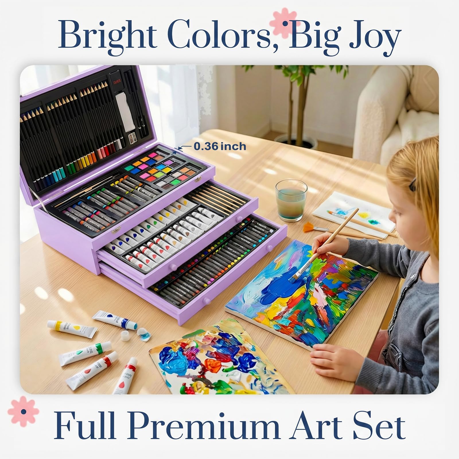 194 Piece Deluxe Art Set, Painting Drawing Art Supplies with 4 Drawing Pads, Acrylic Paints