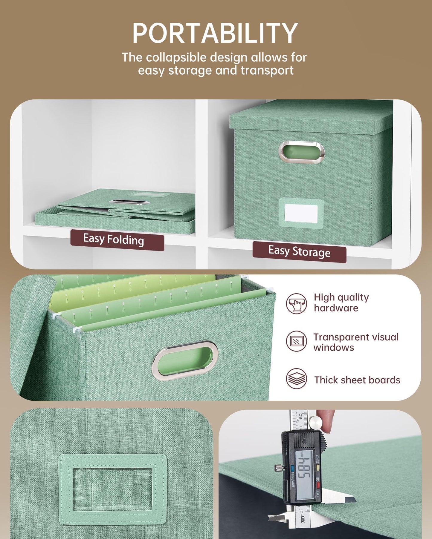 2 Pack File Storage Organizer, Filing Box, Portable File Box with Lid, Fit for Letter/Legal File