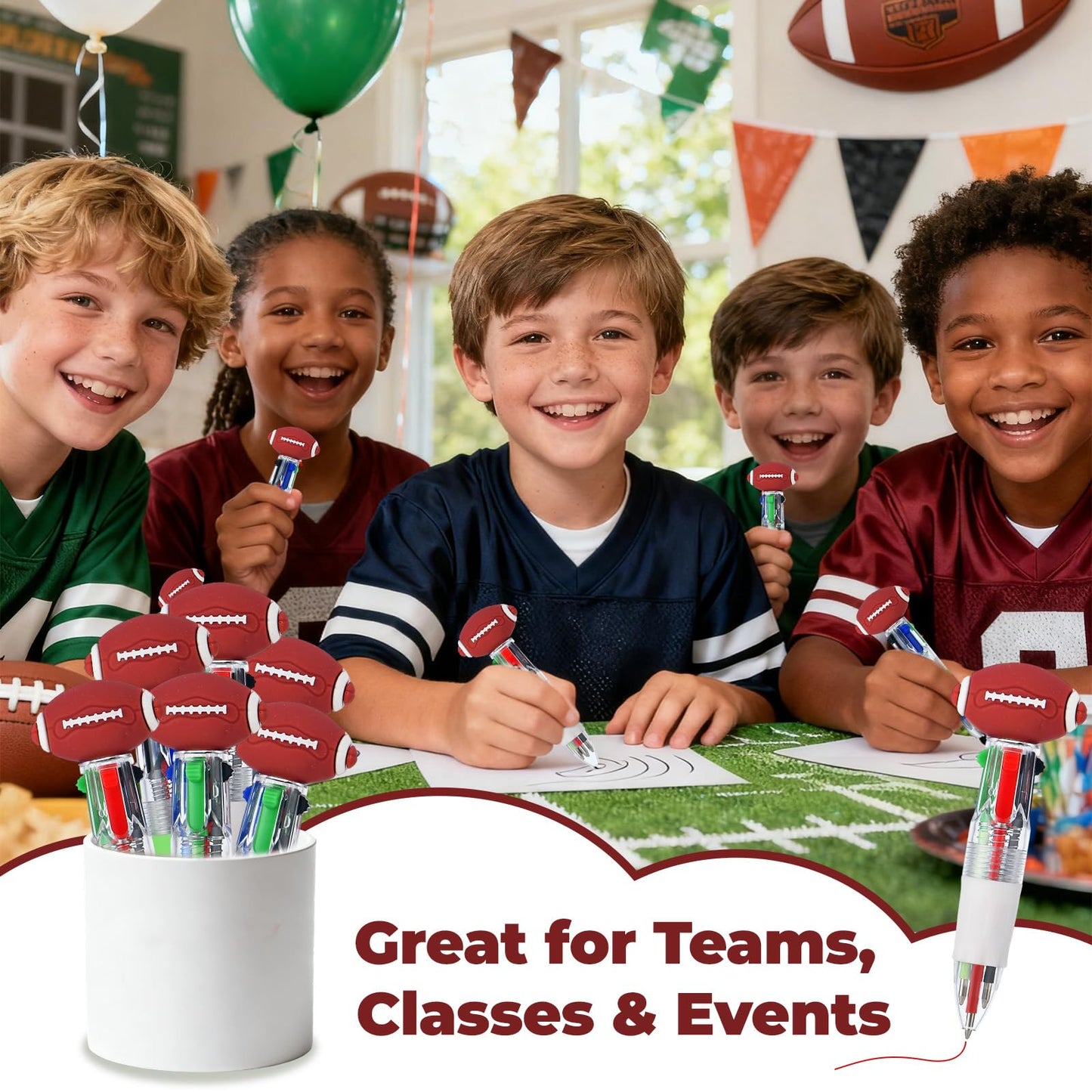 Zhirlyn Football Party Favors Football Pens Multicolor Pen in One Cute Fun 4-in-1 Pens Bulk Cool