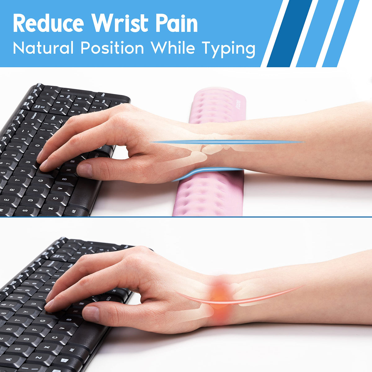 i-Rocks Memory Foam Keyboard Wrist Rest - Pain-Reducing Wrist Rest for Computer Keyboard - Non-Slip