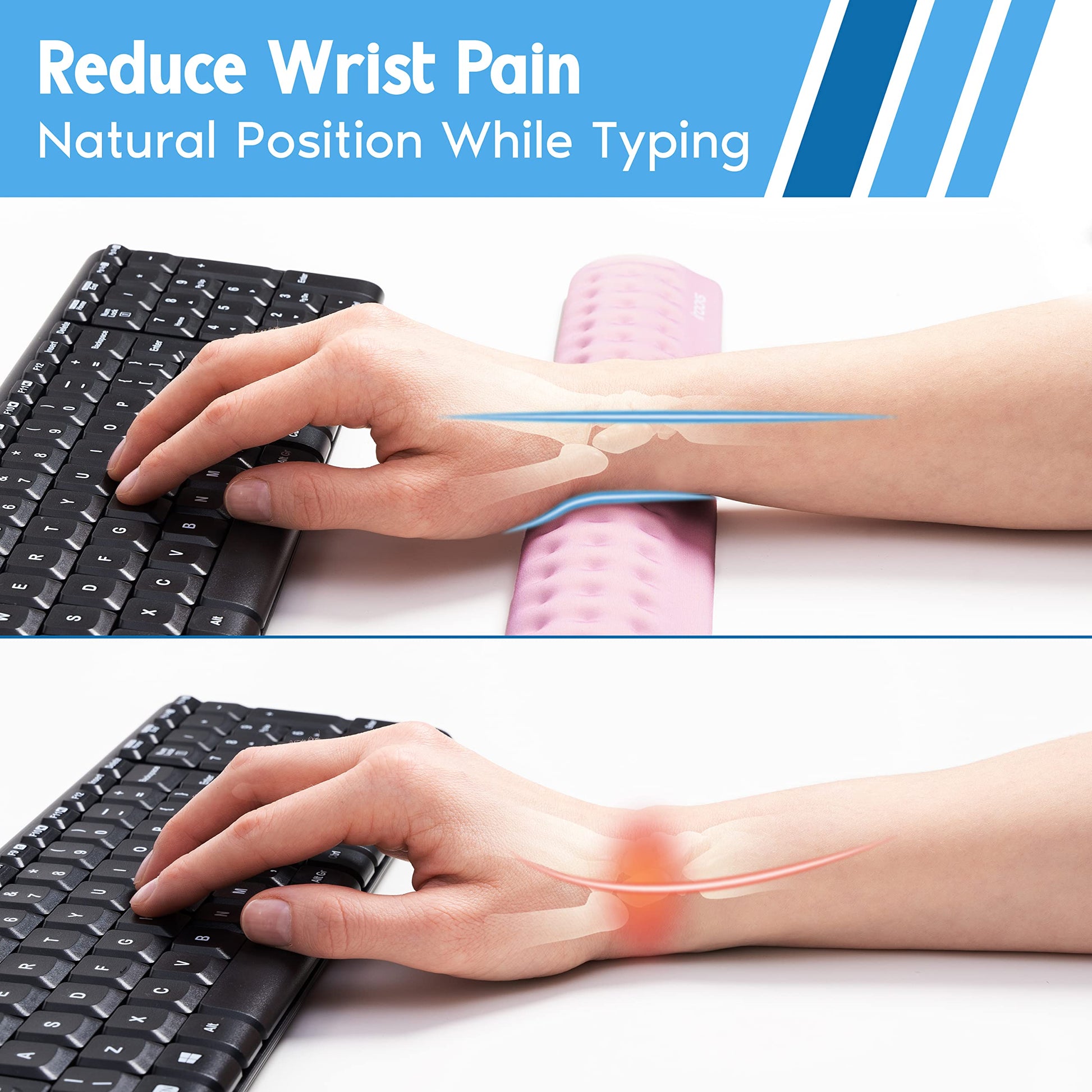 i-Rocks Memory Foam Keyboard Wrist Rest - Pain-Reducing Wrist Rest for Computer Keyboard - Non-Slip