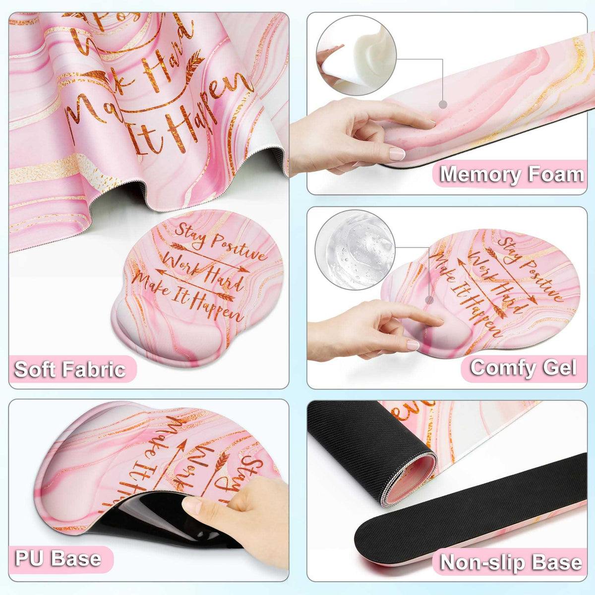 Large Mouse Pad and Keyboard Wrist Rest + Desk Mat Set,Full Long Mouse Pads for Desk Accessories
