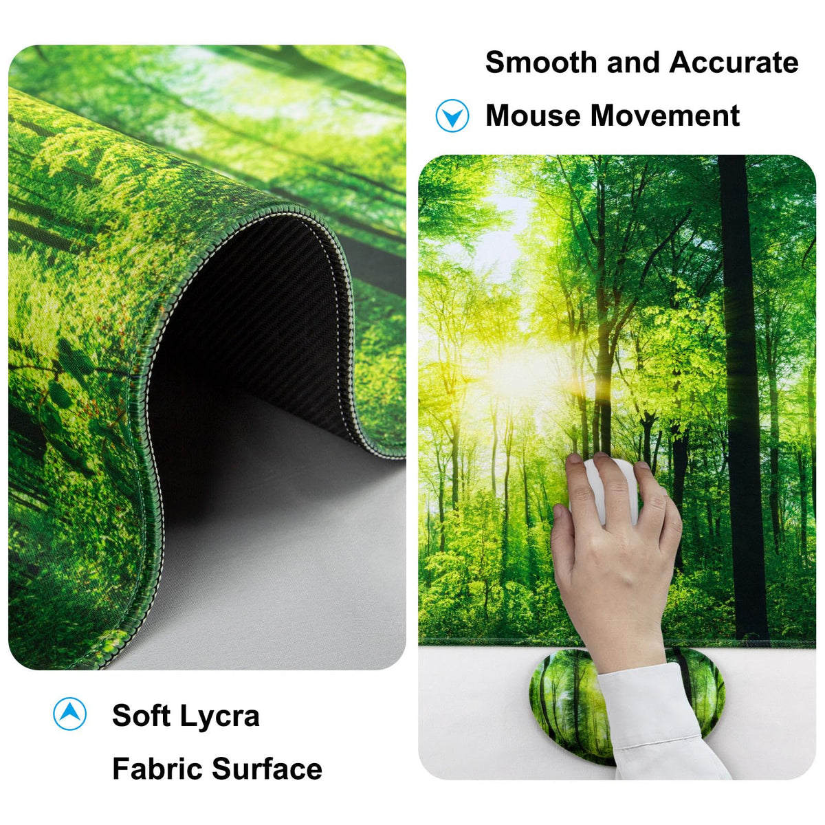 4 in 1 Mouse Pad and Keyboard Wrist Rest,Large Desk Mat,Coaster Set-Forest