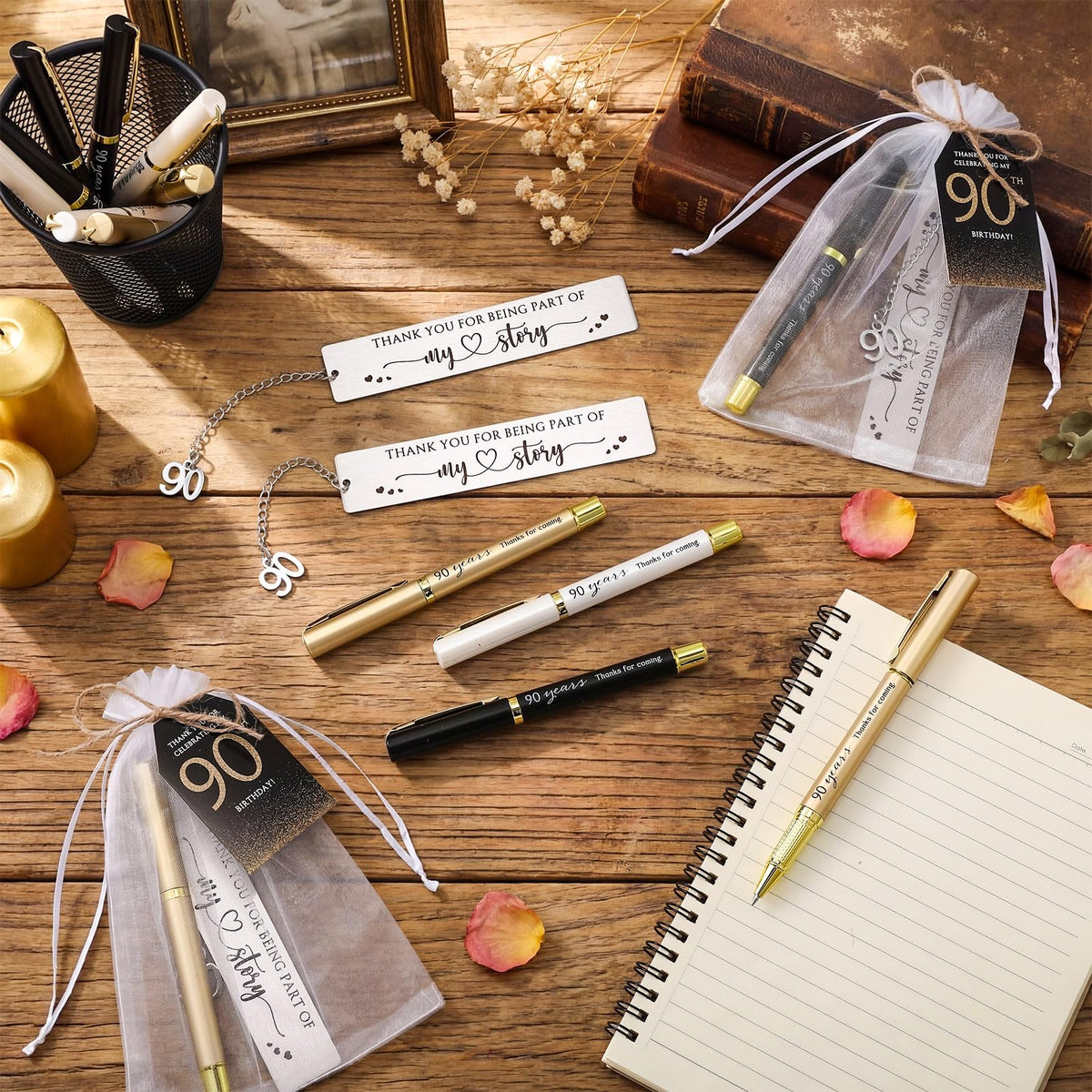 Sinload 25 Sets Birthday Favors for Guests 25 Thanks for Coming Ballpoint Pens 25 Metal Bookmarks