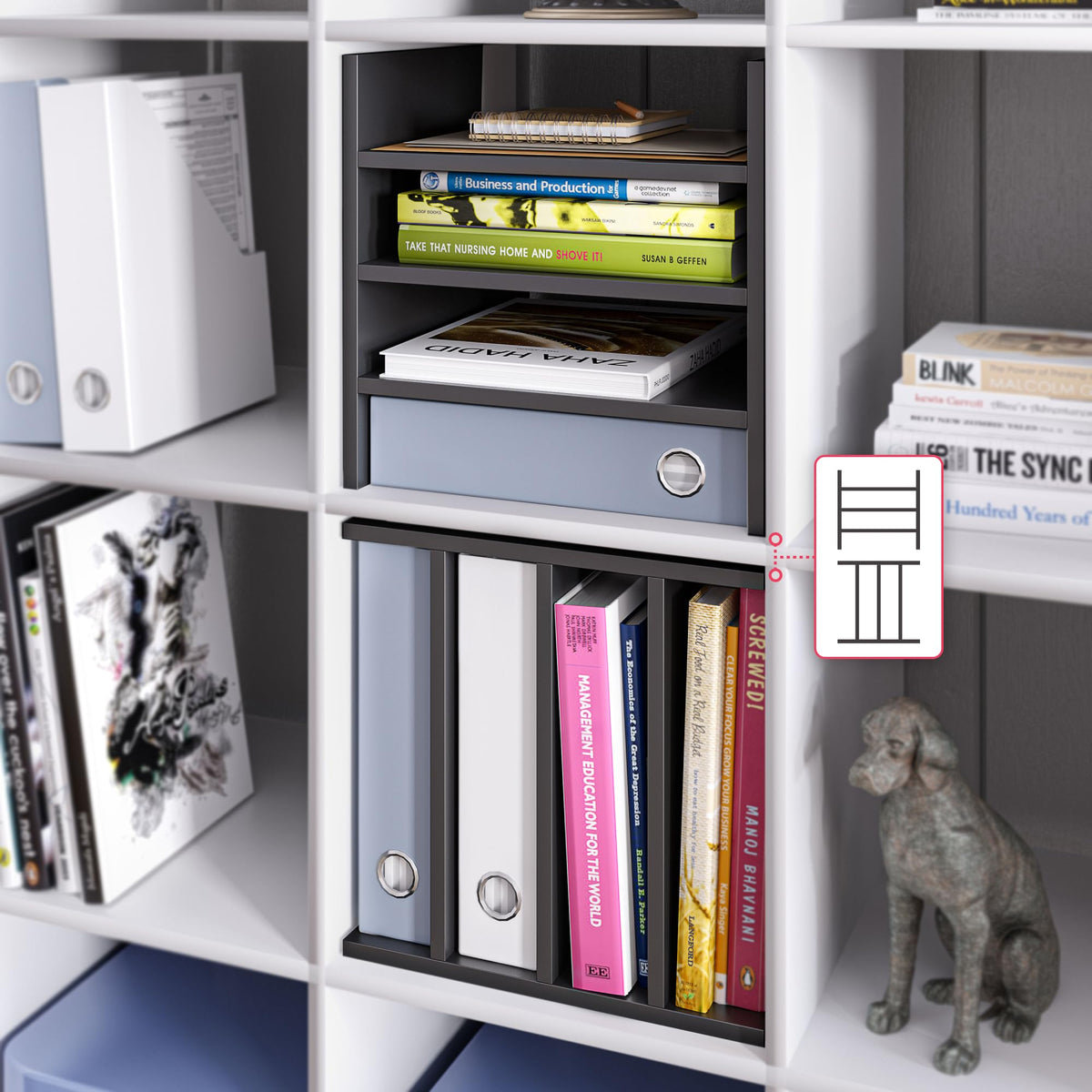 Ballucci 4-Tier Paper Sorter and File Organizer for Desk, Wood Mail Sorter, Fits into IKEA Kallax