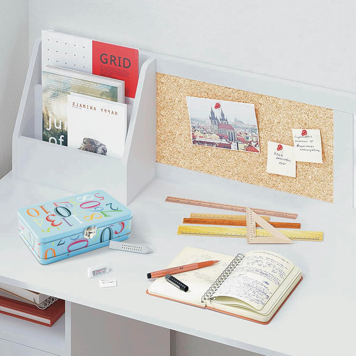 DAHO Metal Storage Box with Hinge for Office, School, Home, Makeup, Arts & Crafts and Accessories