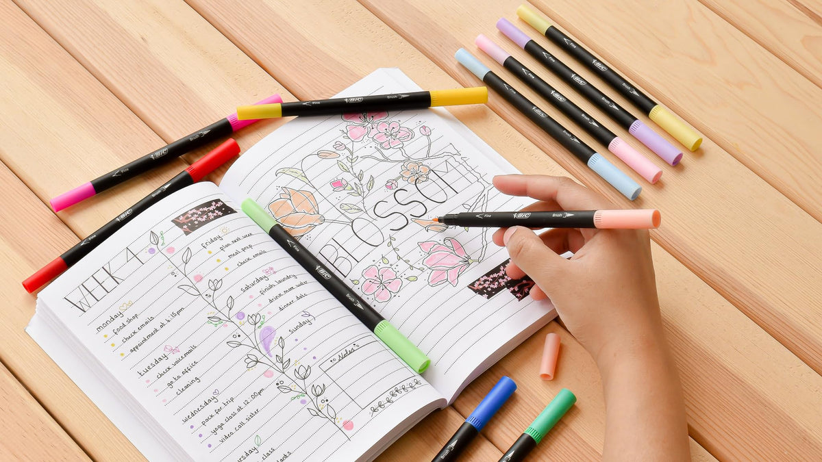 BIC Intensity 2-in-1 Colour Changing Pen Set with Dual Brush and Dual Tip Highlighter Pens - 3