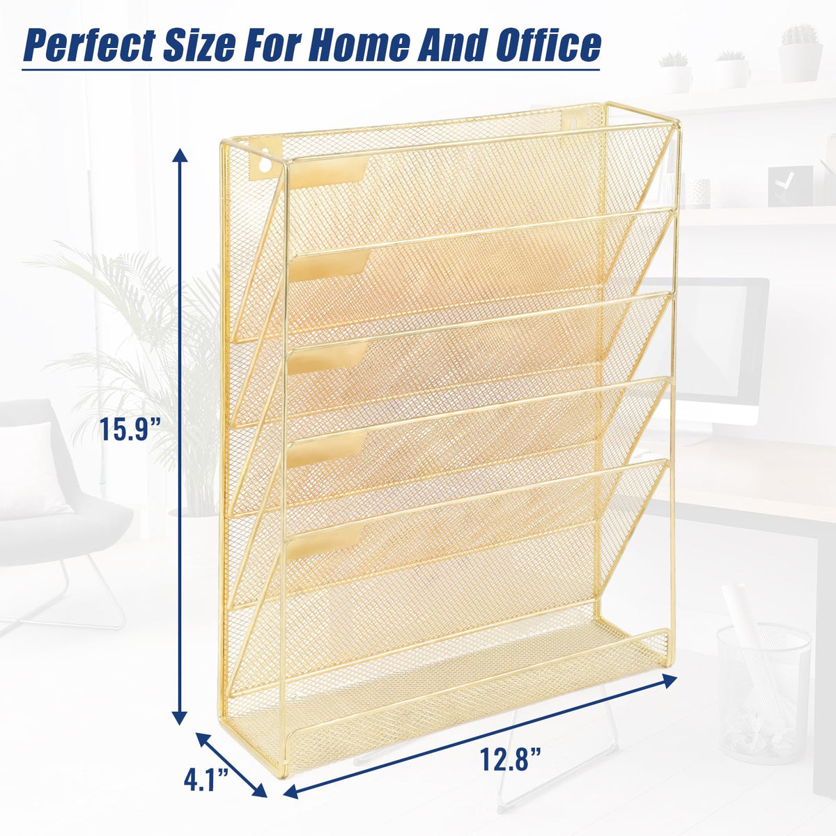 EASEPRES Desk File Organizer Mesh 6-Tier, Hanging Wall Mount Document Organization Stand, Desktop